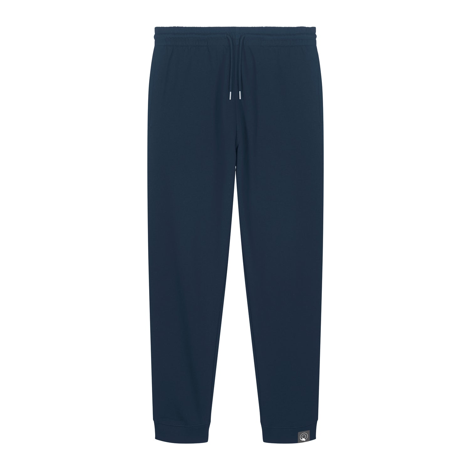 French navy sustainable organic cotton jogger pants with elastic waistband and drawstrings, NEW WORLD GUARDIANS IMPACT design