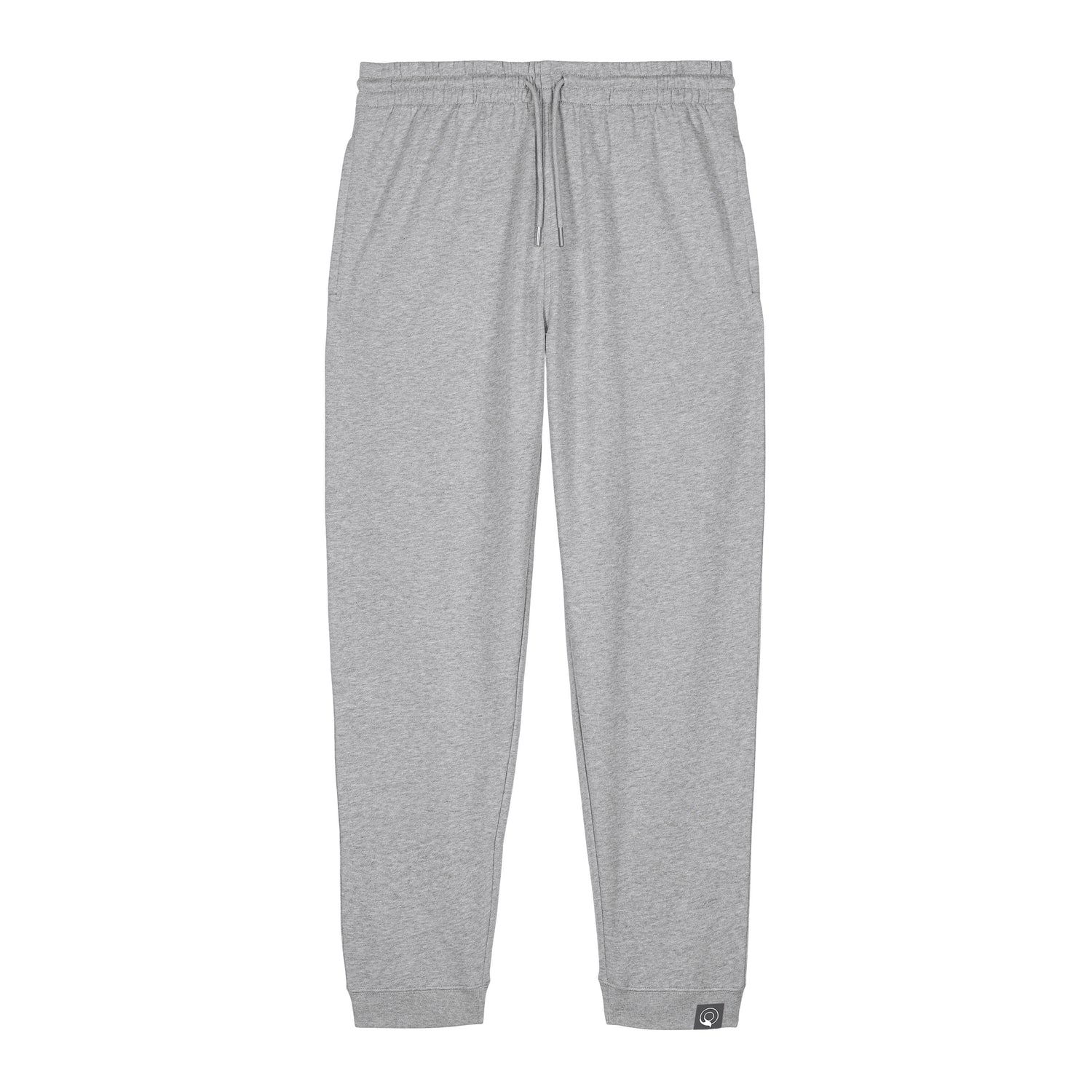 Grey eco-friendly joggers made from GOTS-certified organic cotton, tapered fit with ribbed ankle cuffs, 8 colors available