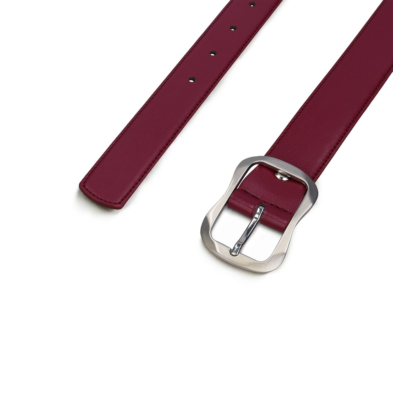 Cintura vegana rosso da donna in Apple Leather elegante fibbia curva regolabile