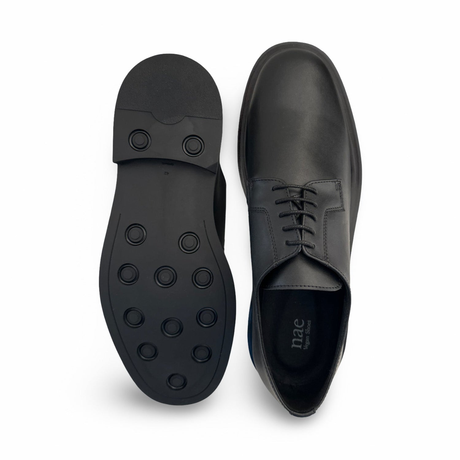 Men blucher shoes black rubber sole