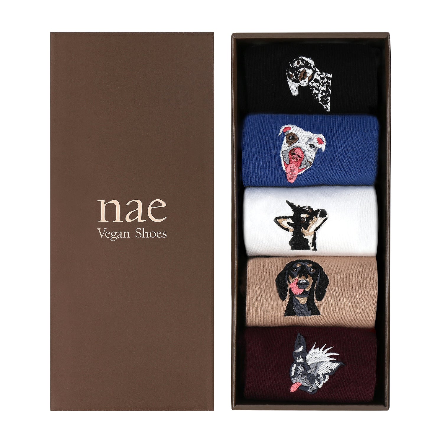 Gift-ready Doggie Socks multipack with Pitbull, Dalmatian, Dachshund, Chihuahua and stray dog designs
