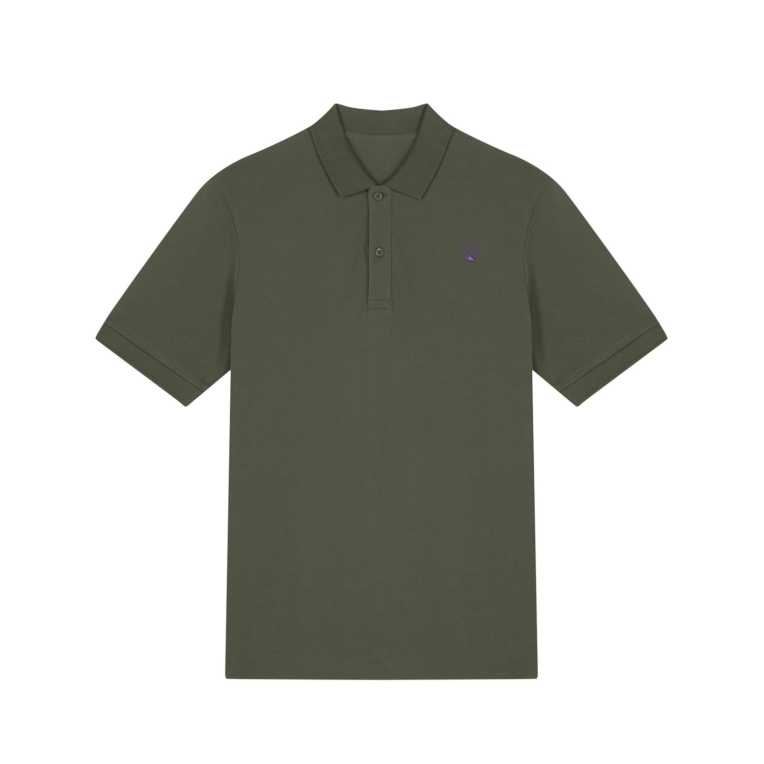 Front view of the khaki unisex polo shirt – sustainable and ethically made fashion by New World Guardians.
