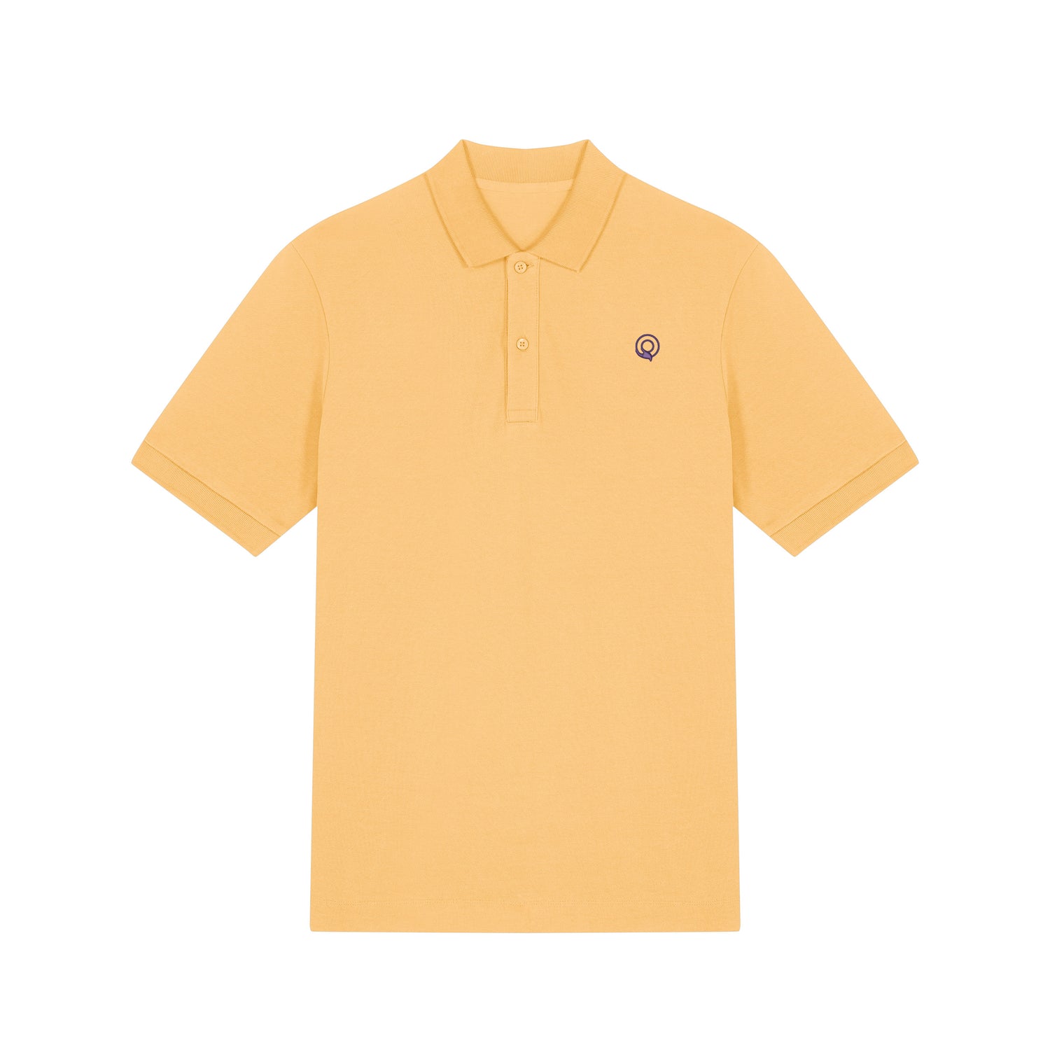 Front view of the yellow unisex polo shirt – sustainable and ethically made fashion by New World Guardians.