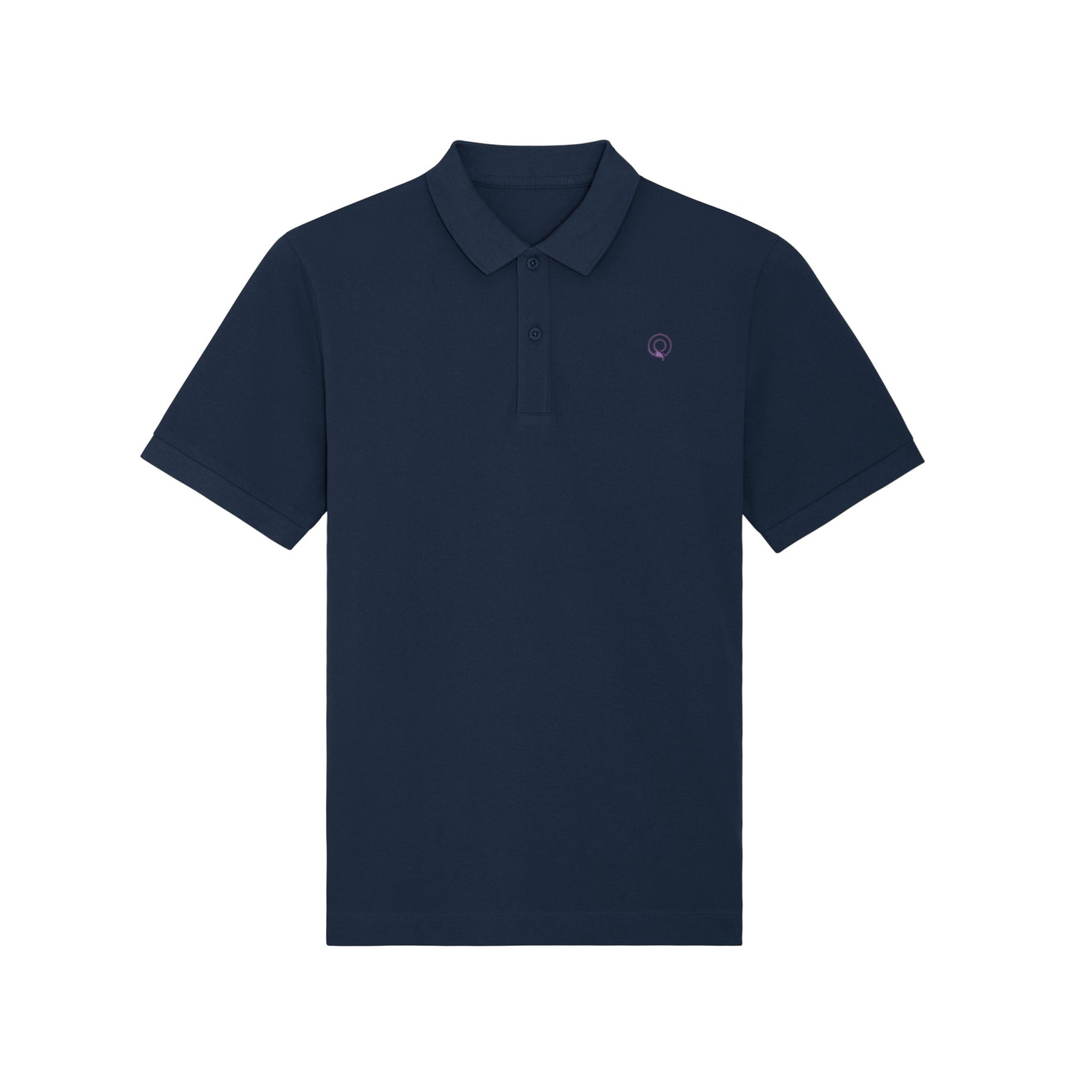 Front view of the french navy unisex polo shirt – sustainable and ethically made fashion by New World Guardians.
