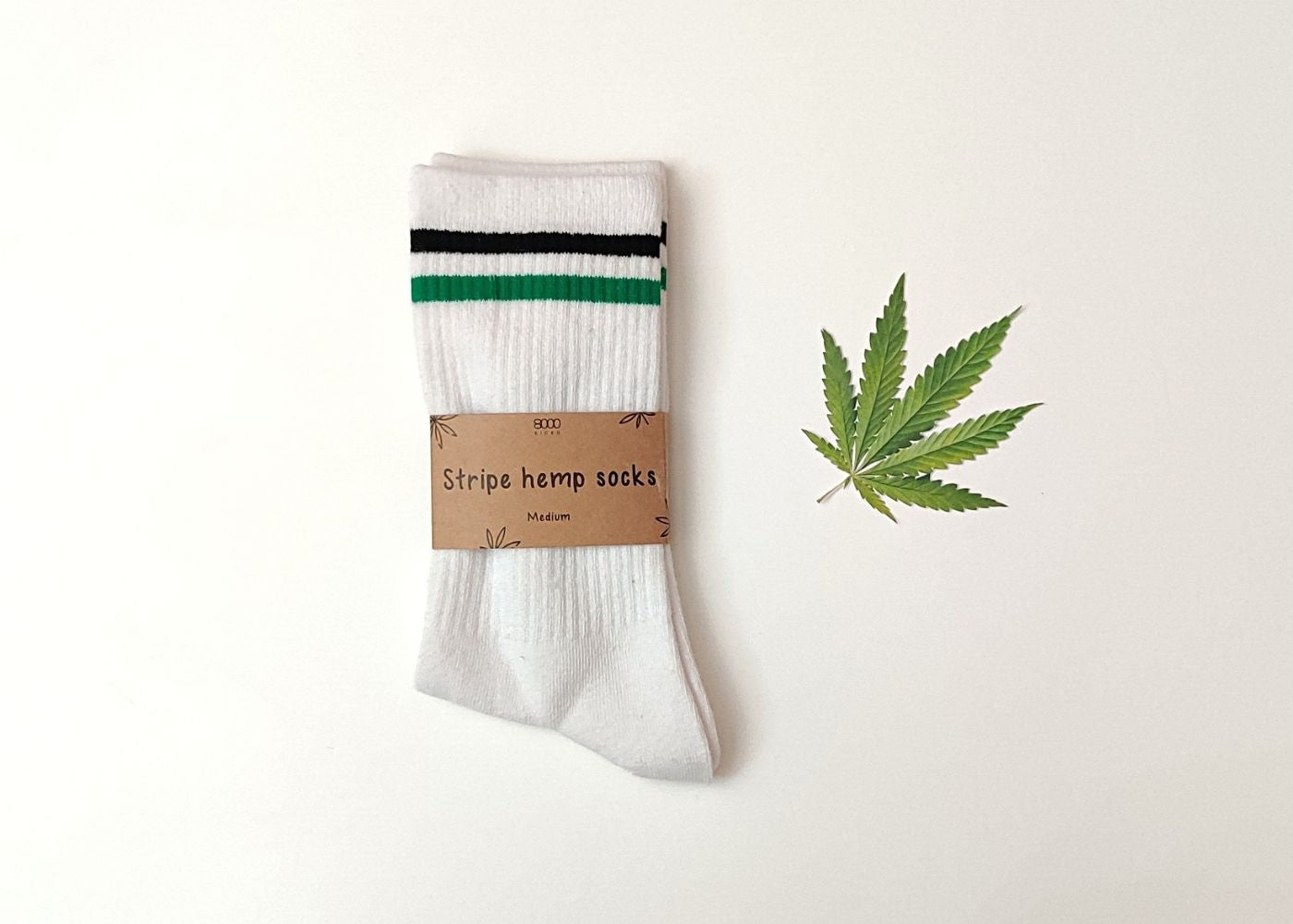 Striped Hemp Socks in White