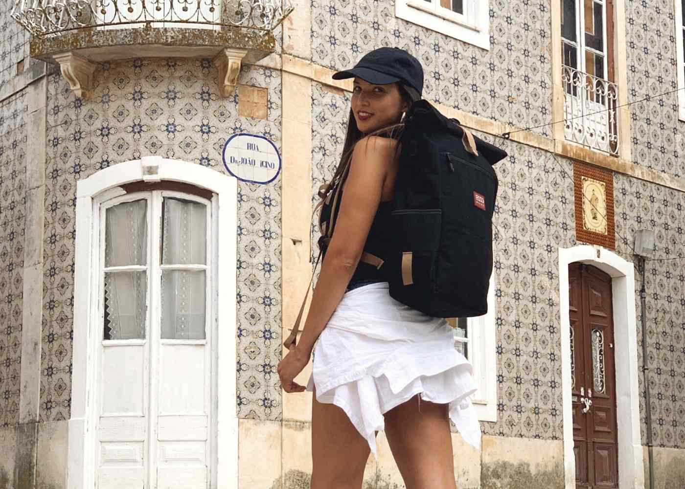 Everyday Hemp Rolltop Backpack in Black