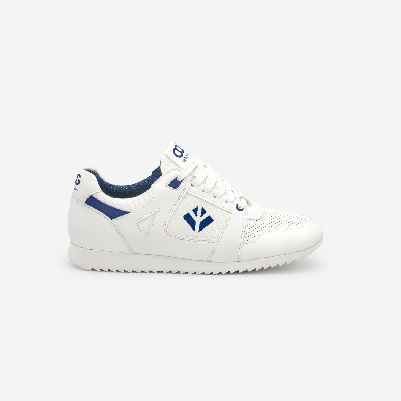 Baskets running végan et écologique femme blanc bleu - Raven Cog