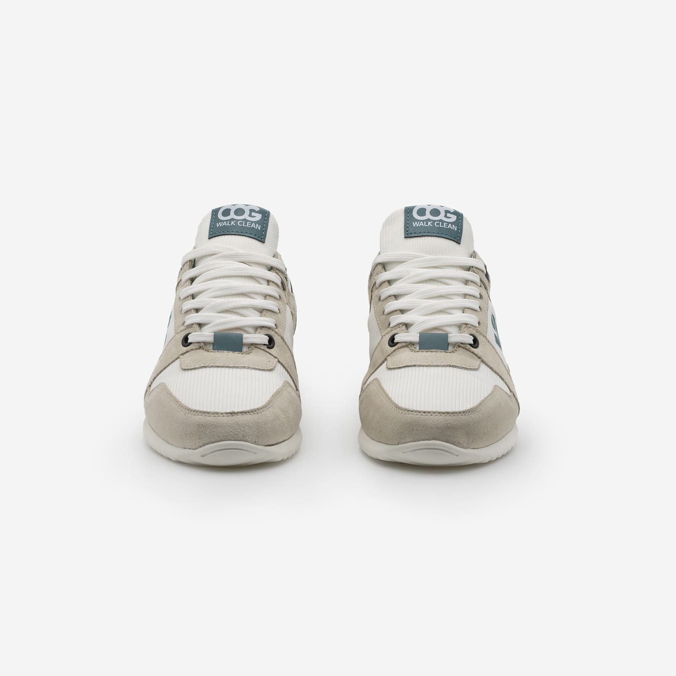 Baskets running végan et écologique femme blanc beige vert - Raven Cog
