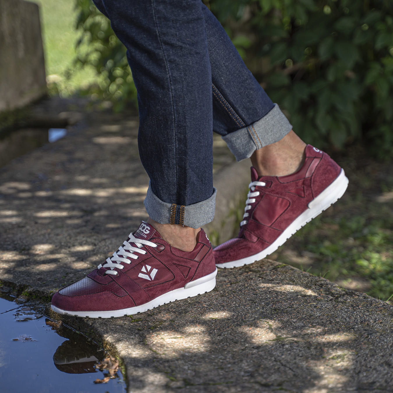 Baskets running végan et écologique homme bordeaux - Raven Cog