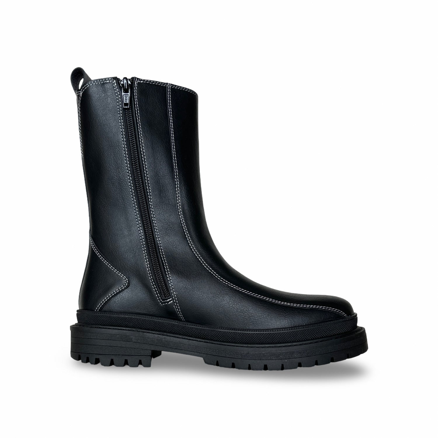 REIKO - Schwarze Vegane Boots mit Markanter Sohle