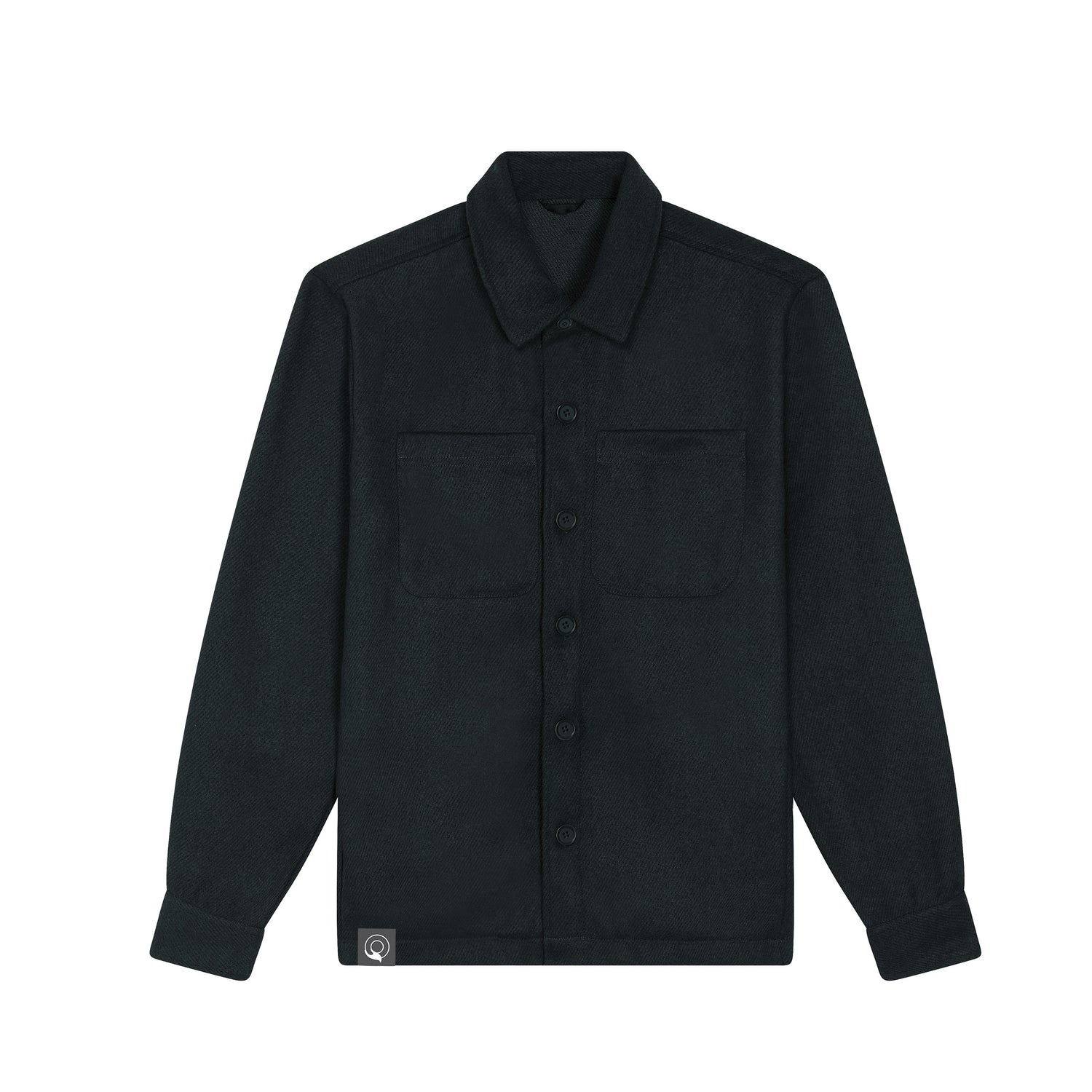 Black Eco Pioneer shirt jacket with chest pockets, sustainable lightweight recycled polyester design, 3 colors