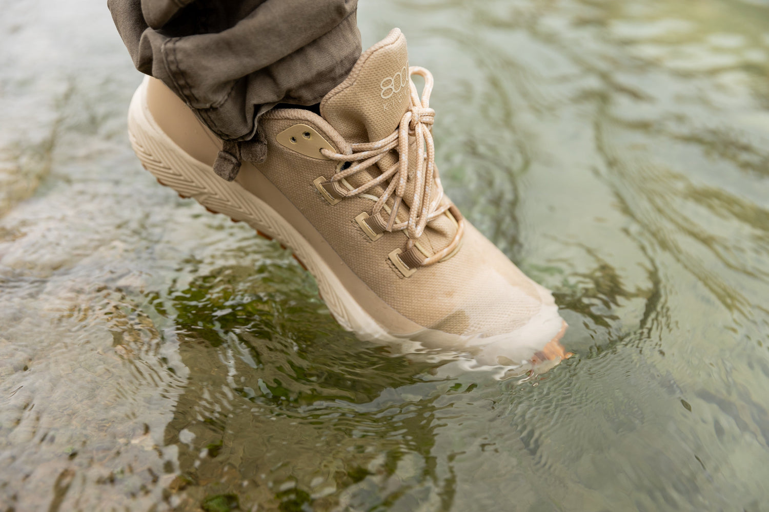 Trekker Hemp Sneaker for Men in Beige – three-quarter view