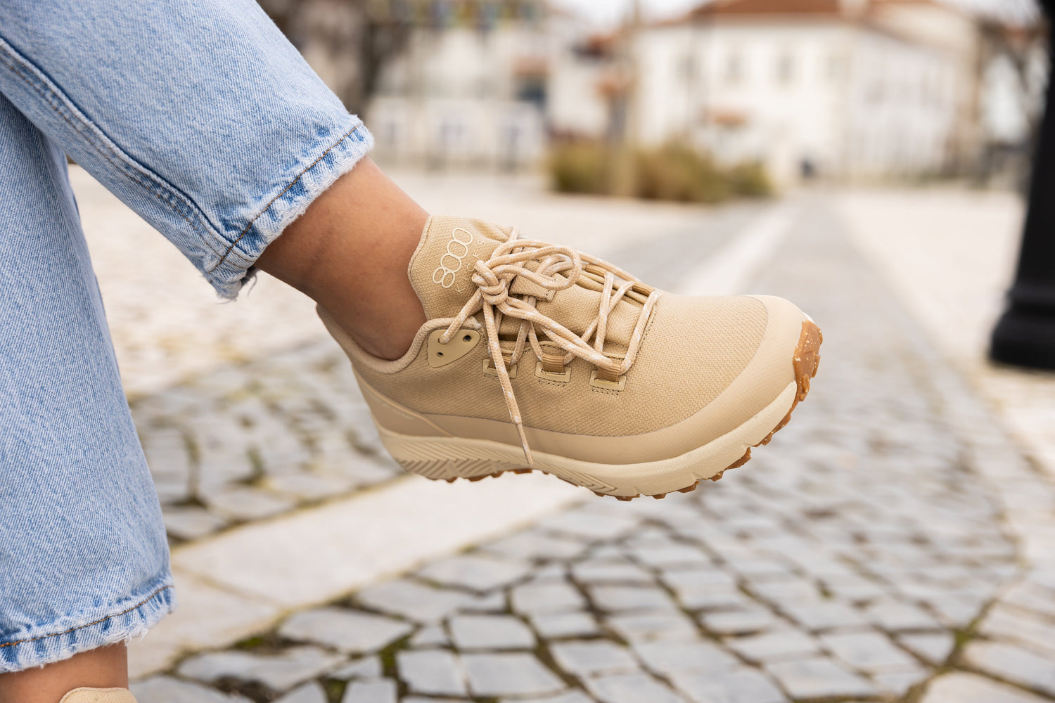 Trekker Hemp Sneaker for Men in Beige – three-quarter view