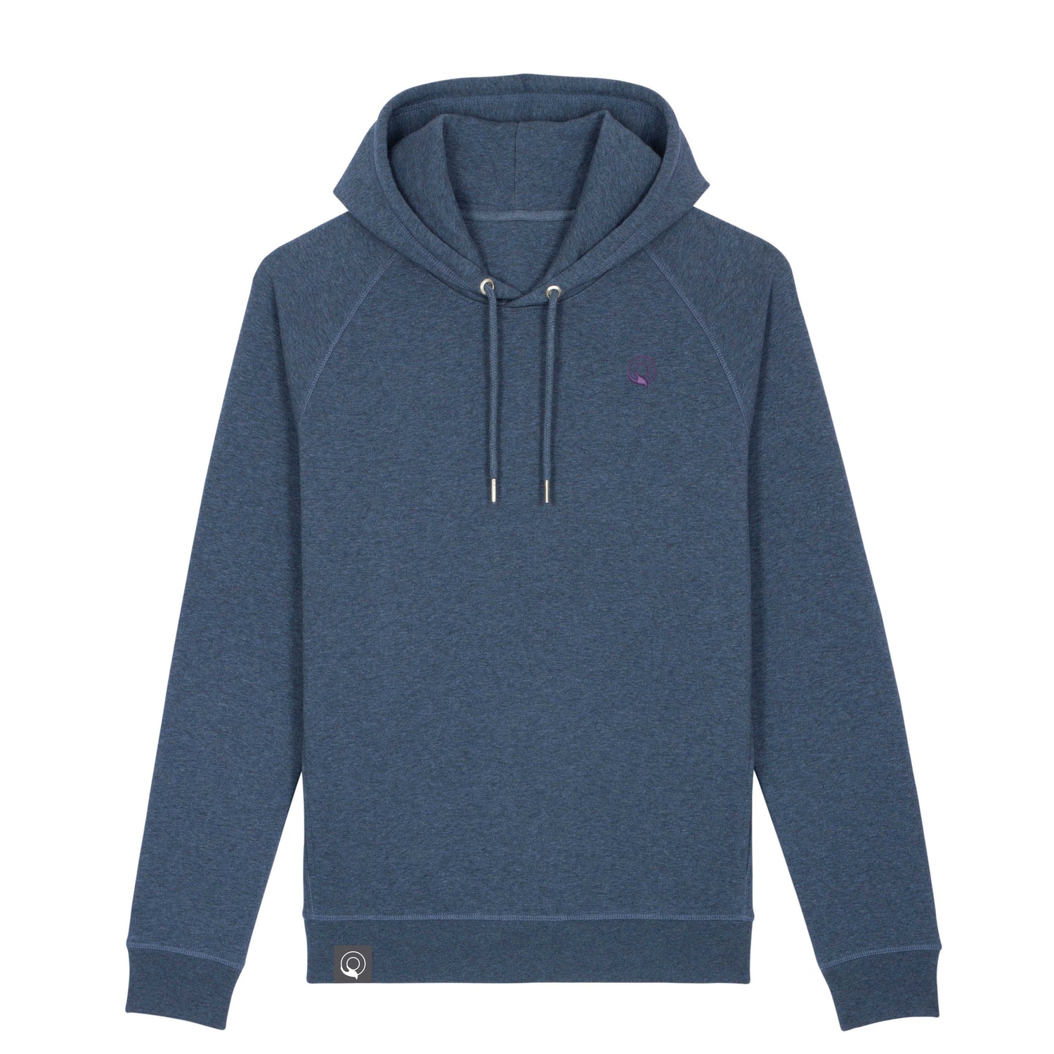 Blue eco-conscious hoodie with raglan sleeves, breathable organic cotton blend, unisex fashion, 11 colors