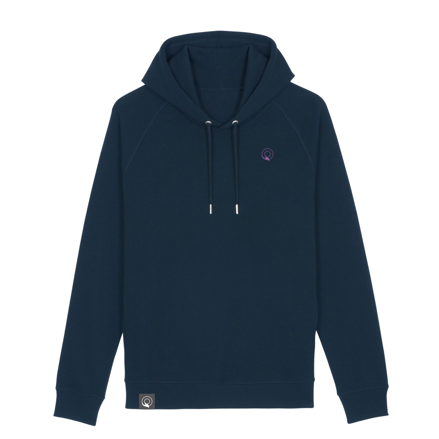 Navy Blue sustainable hoodie in organic cotton and premium metal details, NEW WORLD GUARDIANS GUARDIAN design in 11 colors