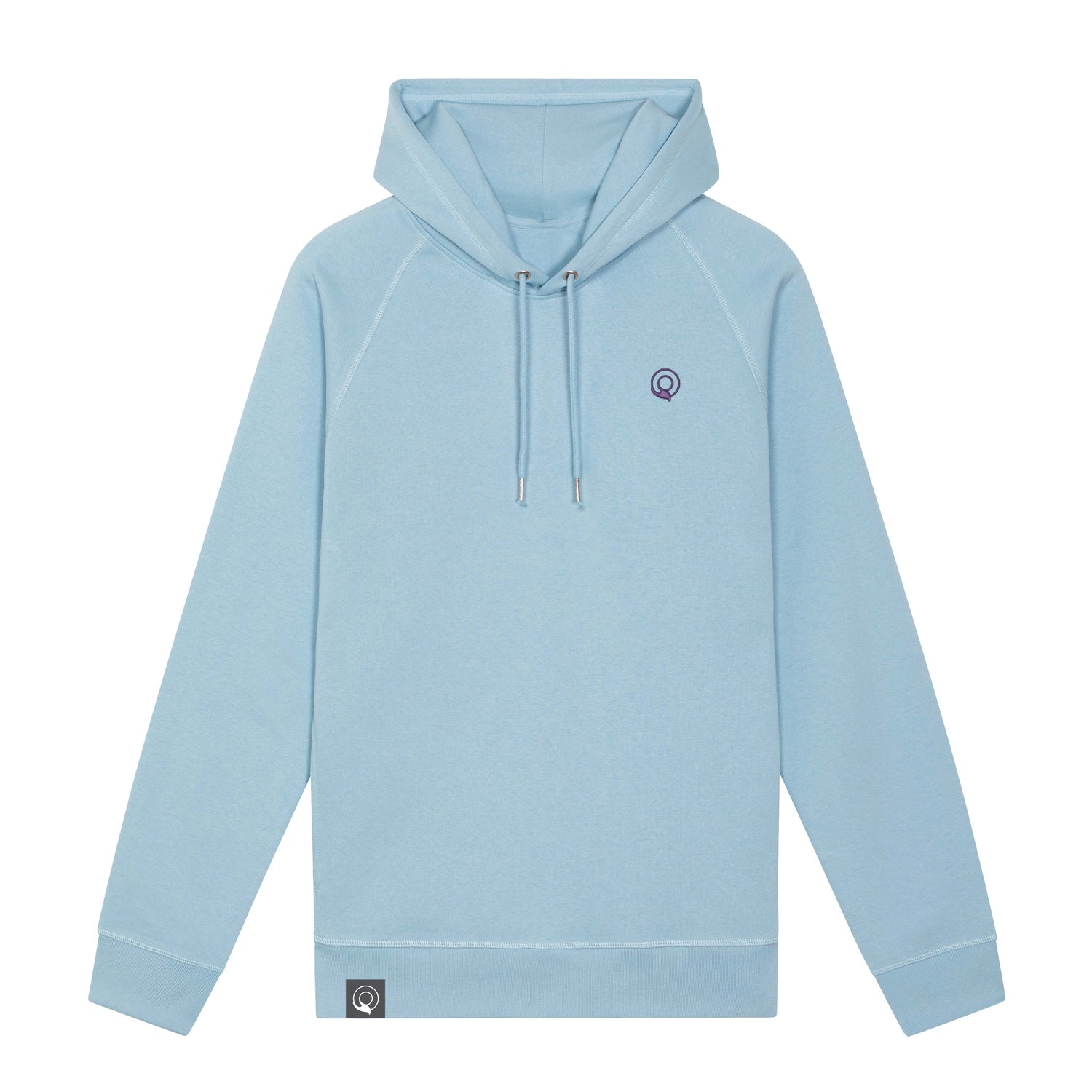 Light blue vegan and cruelty-free hoodie in organic cotton and classic fit, NEW WORLD GUARDIANS style, 11 colors