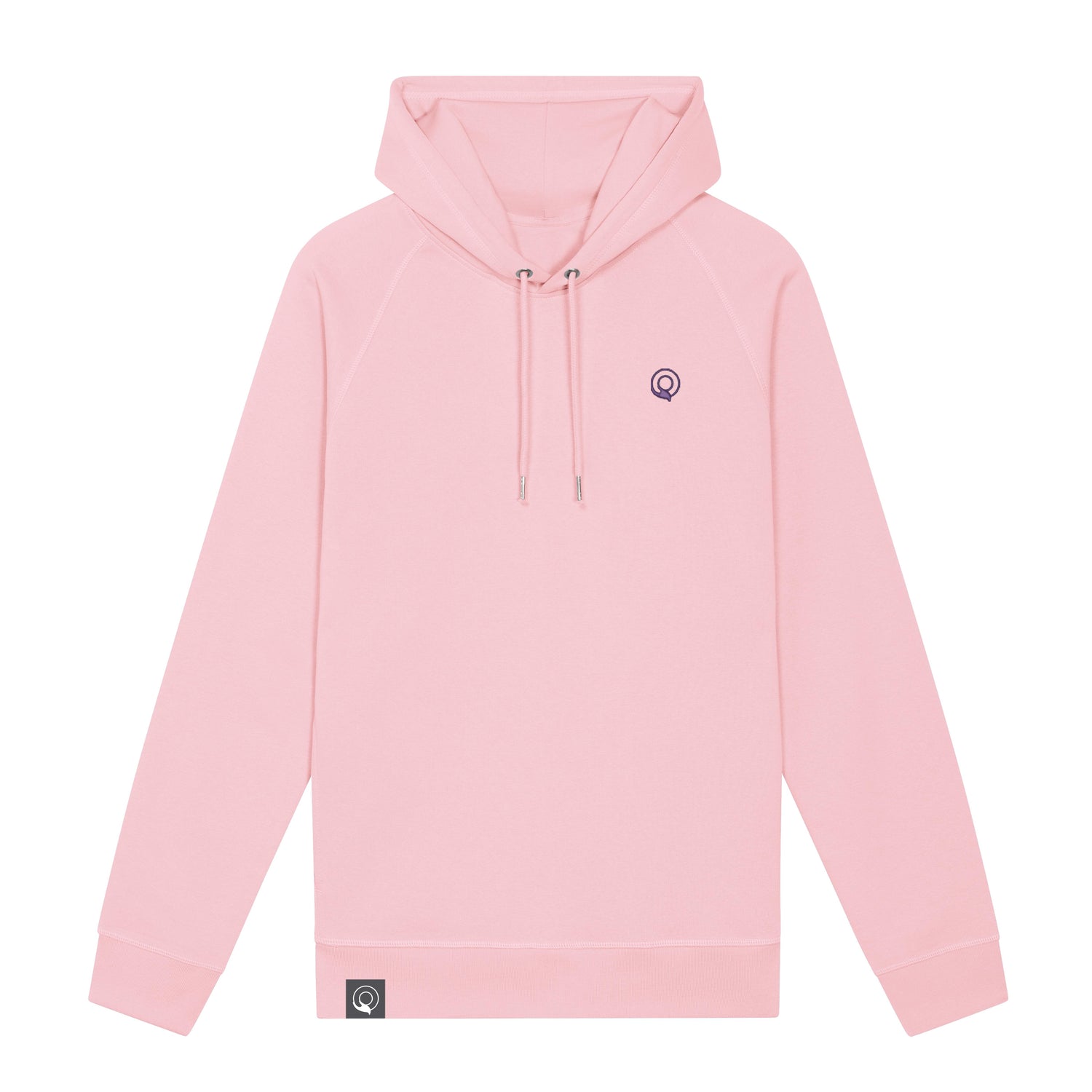 Pink Comfortable and versatile hoodie in organic cotton and recycled polyester, vegan unisex fashion, 11 color variations