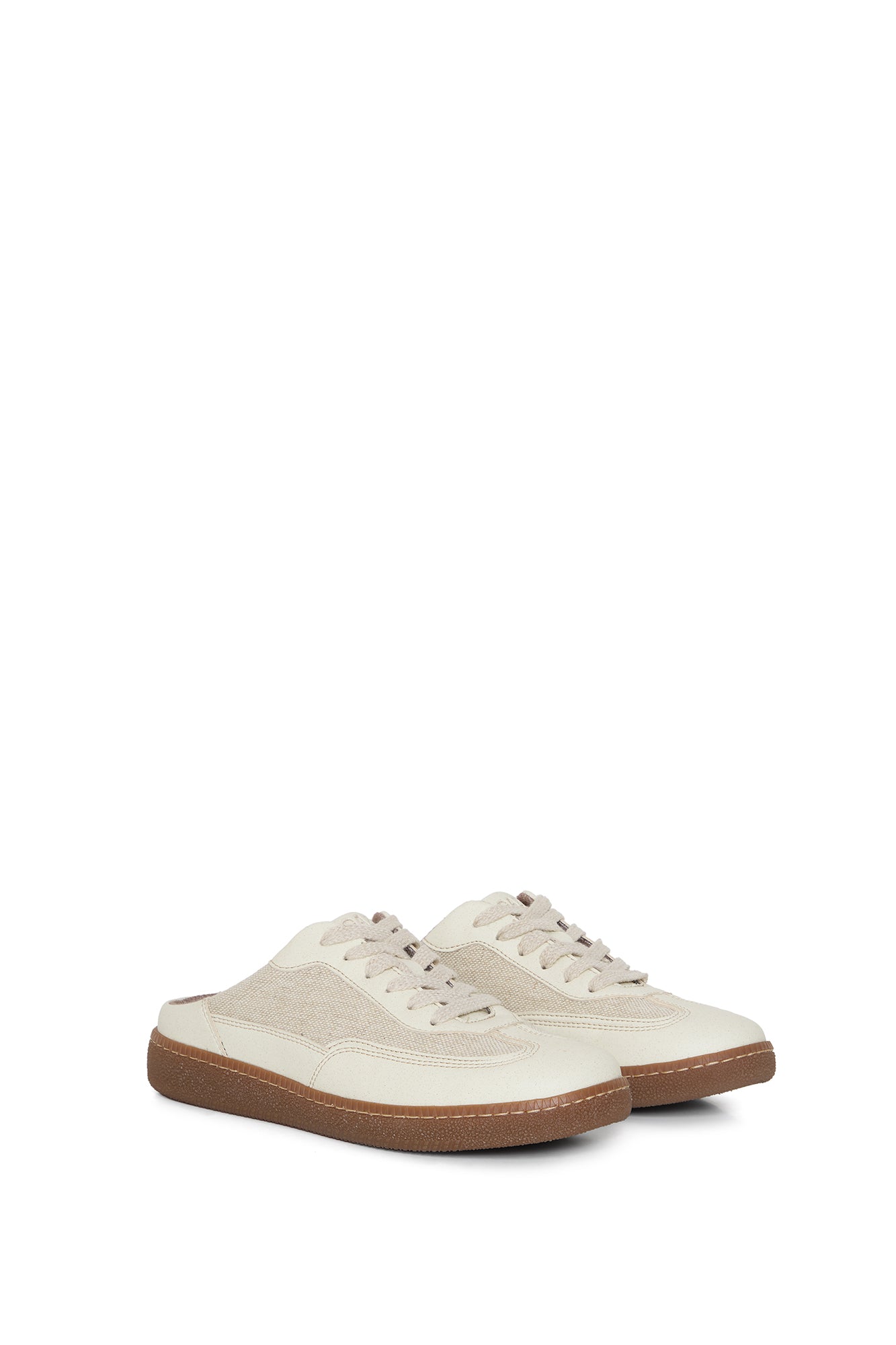 MULE HAZE | Beige Vegane Mule-Sneaker aus Apfelleder & Leinen