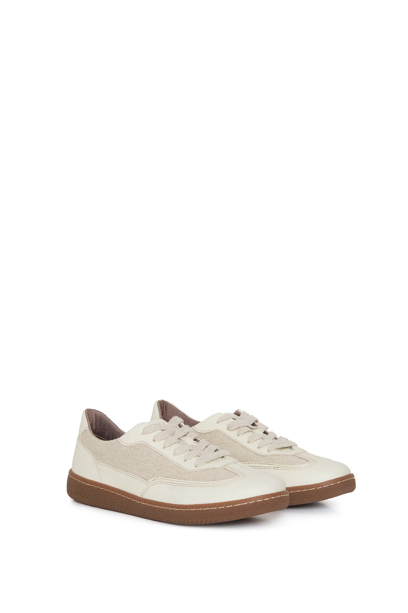 NOMAD SUN | Beige Vegane Sneaker aus Apfelleder & Leinen