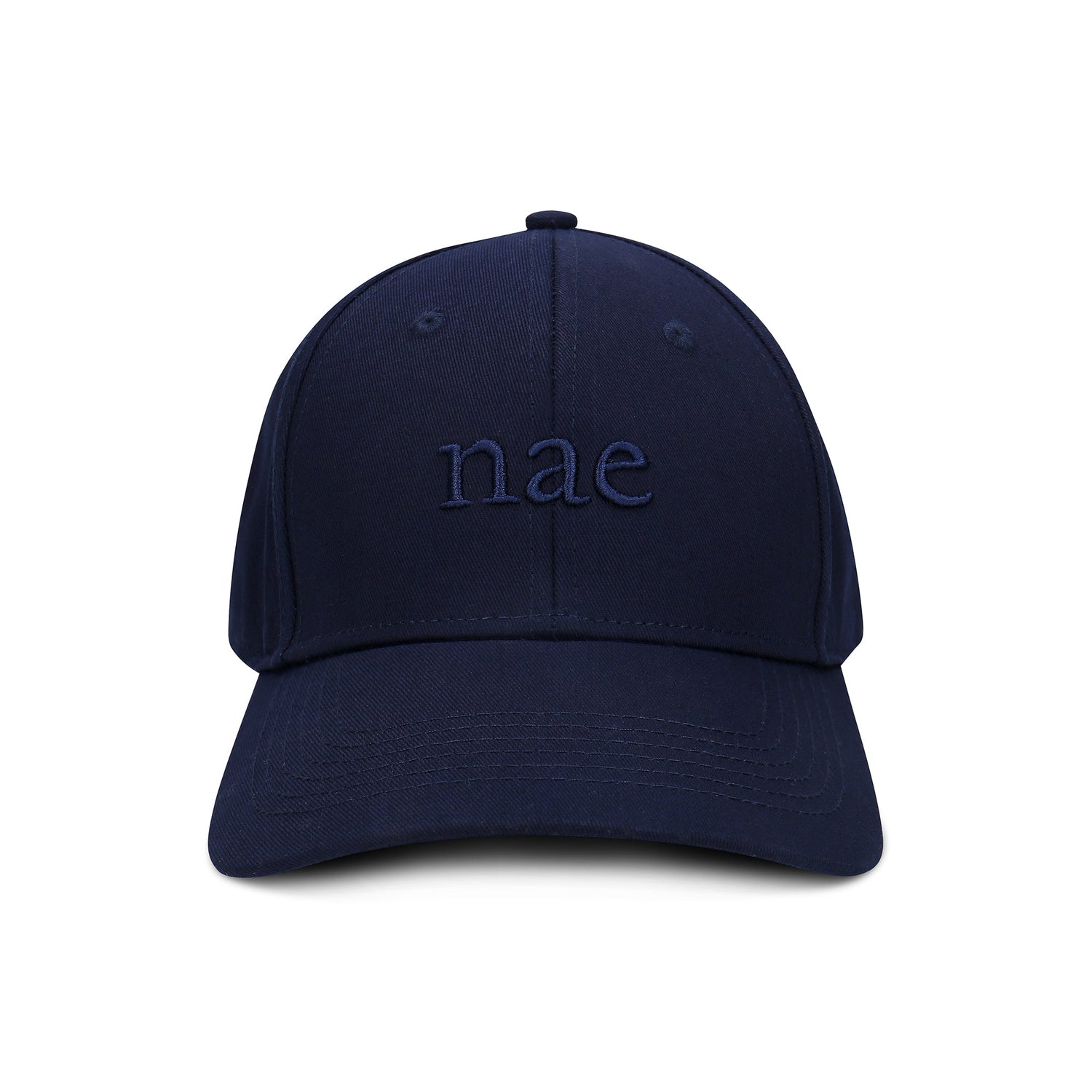 front view of a blue cap made in portugal by nae vegan shoes