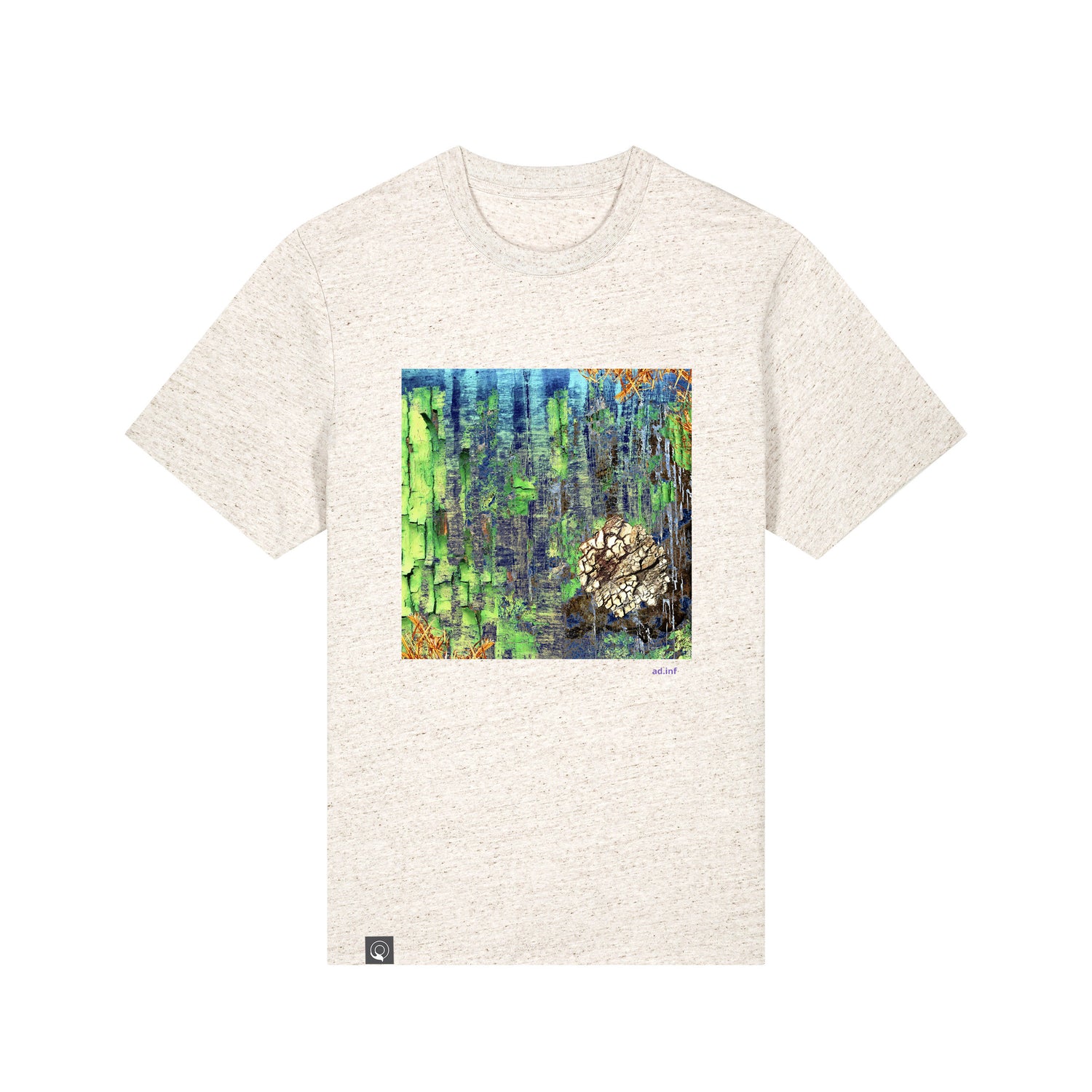 Front view of the eco heather green art t-shirt made from 100% organic cotton – sustainable and ethically made fashion by New World Guardians.