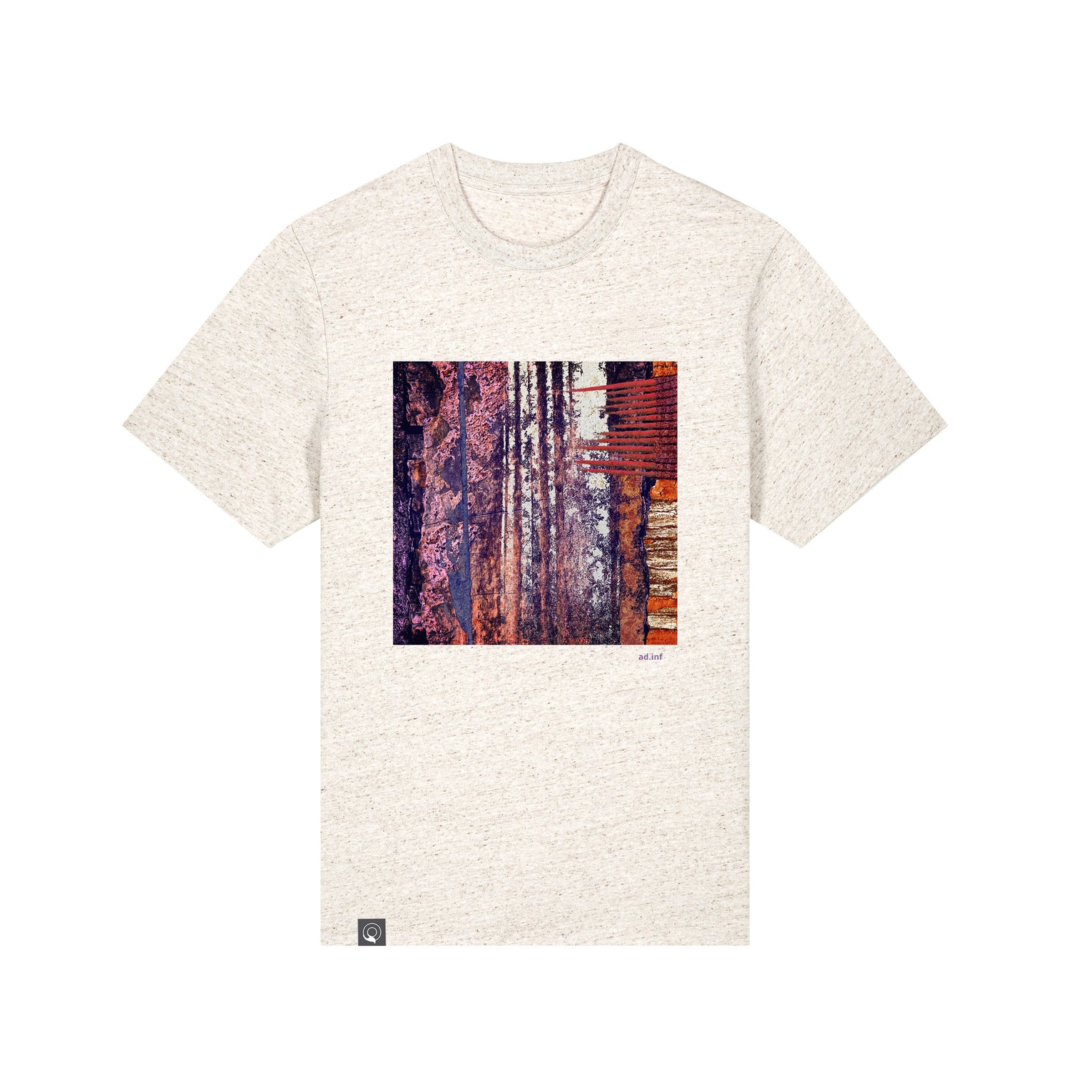 Front view of the eco heather red art t-shirt made from 100% organic cotton – sustainable and ethically made fashion by New World Guardians.
