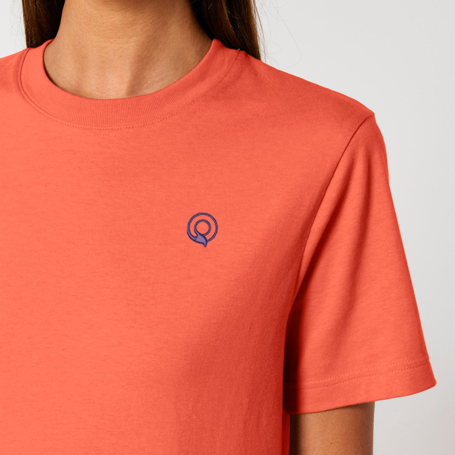 Close-up of durable heavyweight organic cotton t-shirt for men and women, NEW WORLD GUARDIANS Guardian design, 19 colors