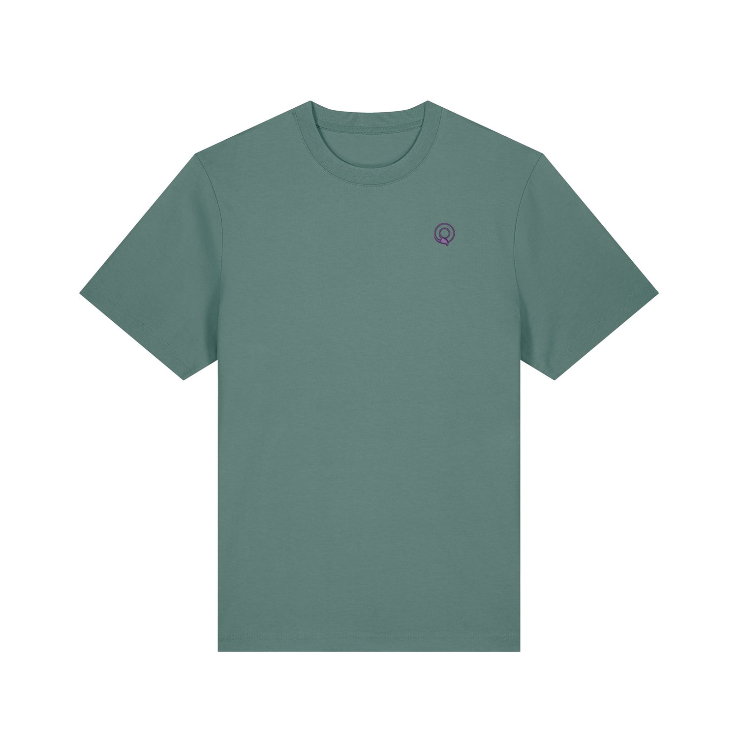 Green sustainable organic cotton heavyweight t-shirt with ribbed crew neckline and set-in sleeves, 19 color options