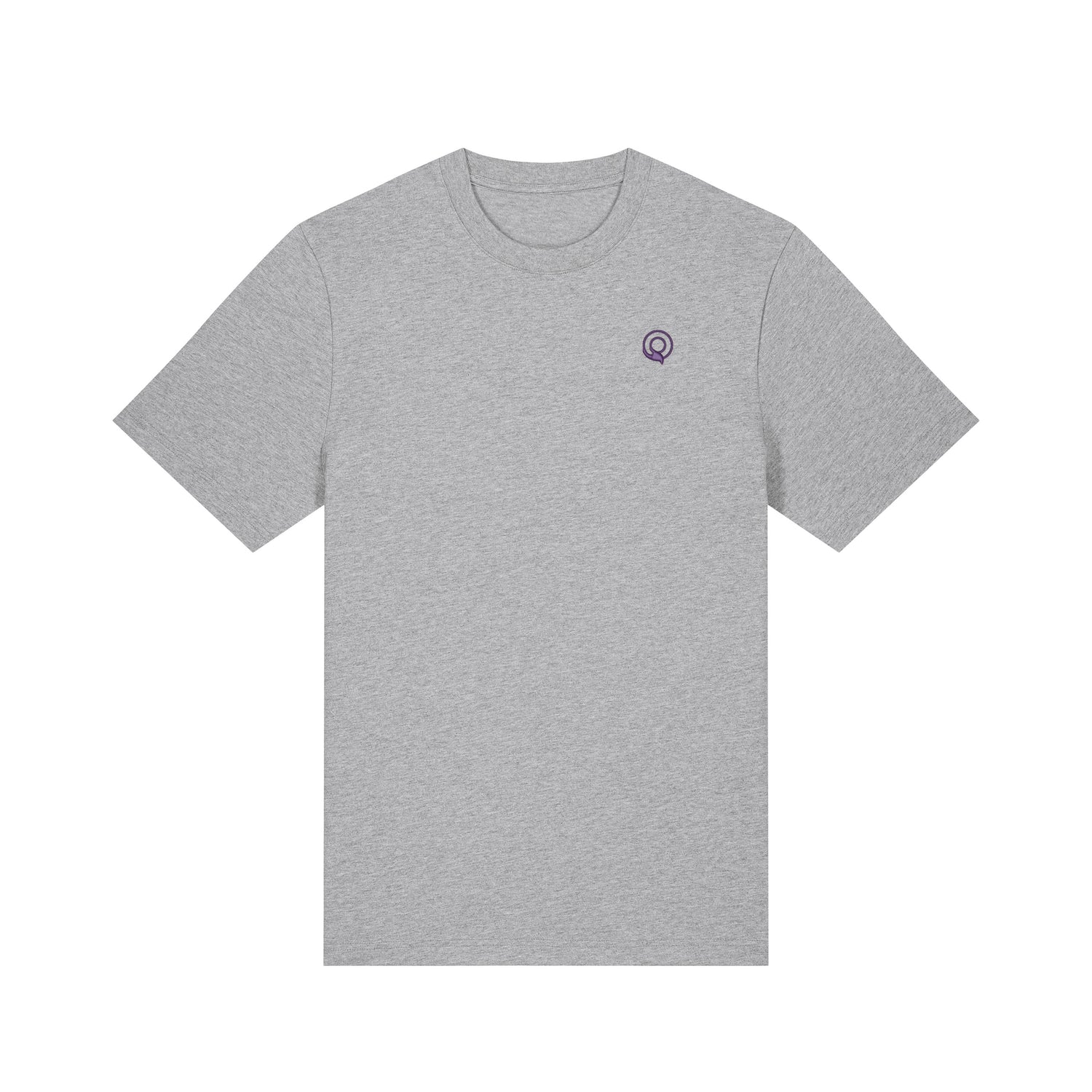 Grey sustainable organic cotton heavyweight t-shirt with ribbed crew neckline and set-in sleeves, 19 color options