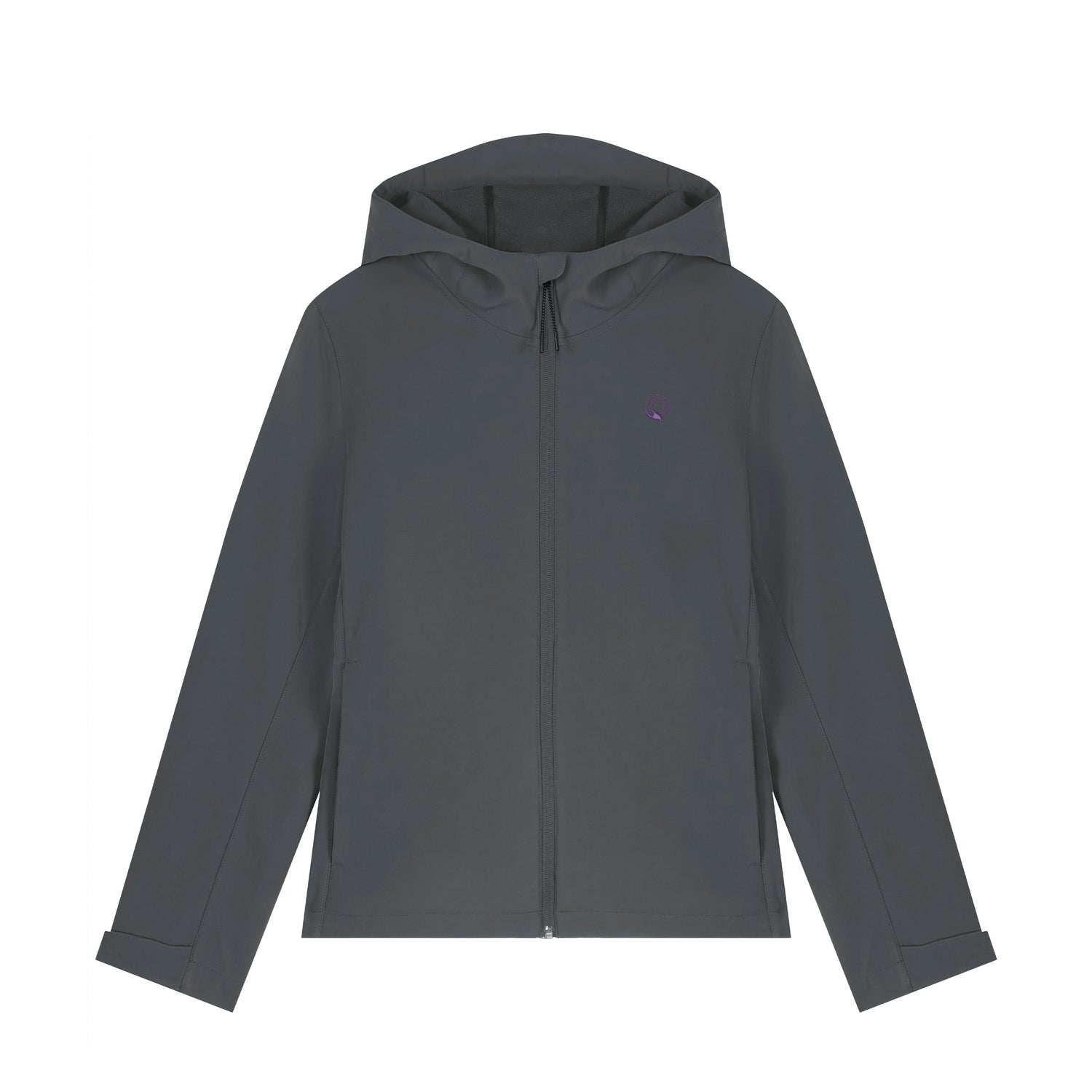 Graue figurbetonte Damen Outdoorjacke aus recyceltem Polyester mit reflektierenden Details und Taschen