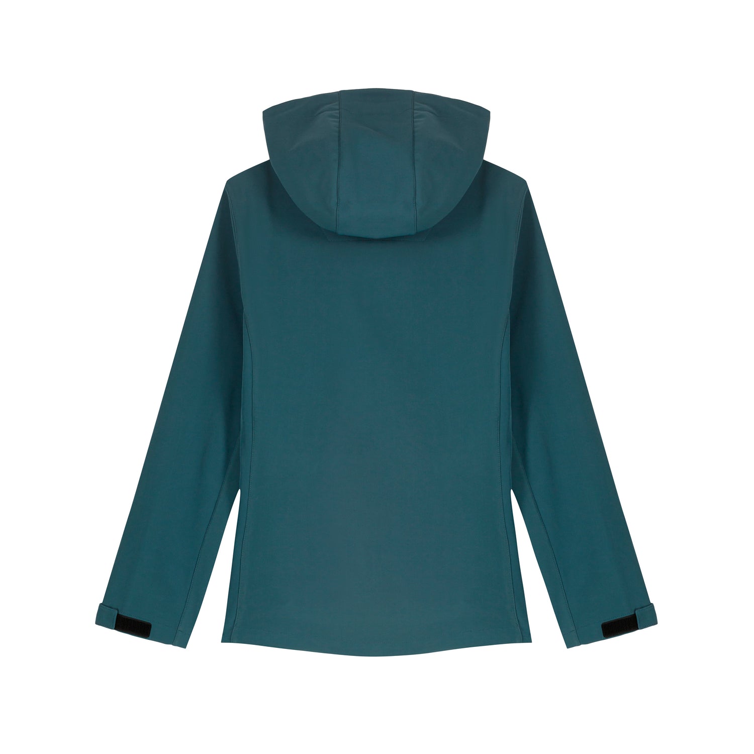 Back view of vegan and cruelty-free women’s softshell jacket, sustainable design with flattering fit, 4 color options