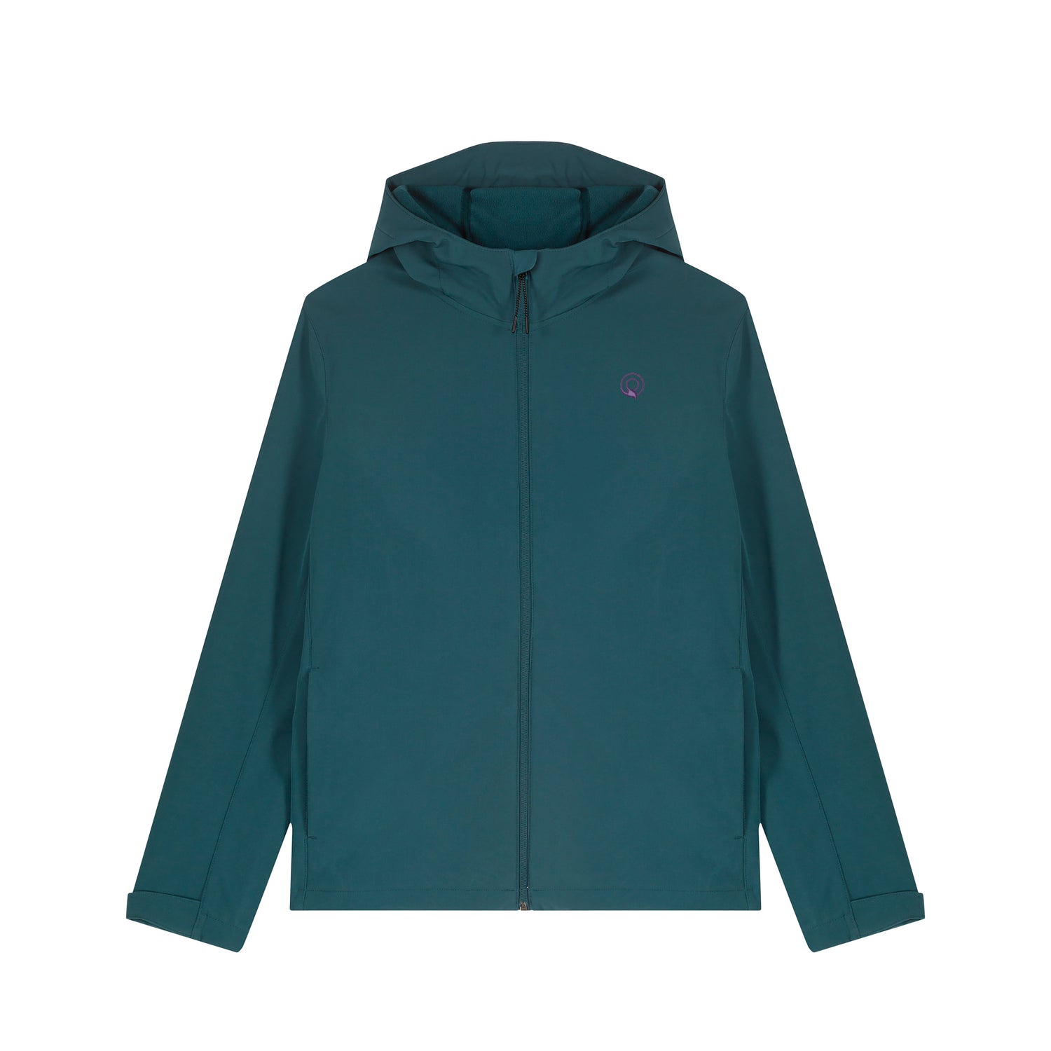 Türkise nachhaltige Herren Outdoorjacke aus recyceltem Polyester mit reflektierenden Reißverschlüssen und modernen Details