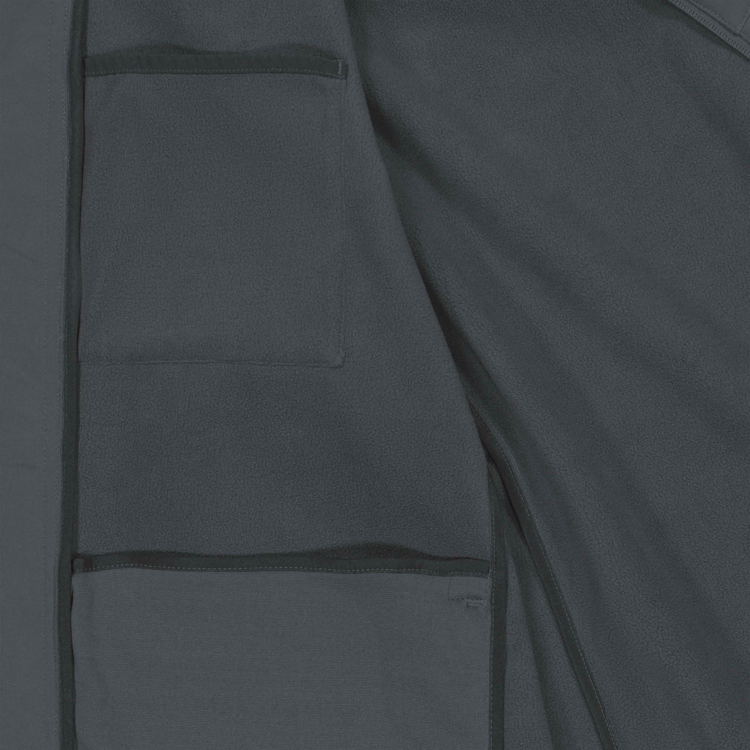 Inside of Eco-friendly men’s softshell jacket in grey with water-repellent, windproof and breathable fabric, 4 color options