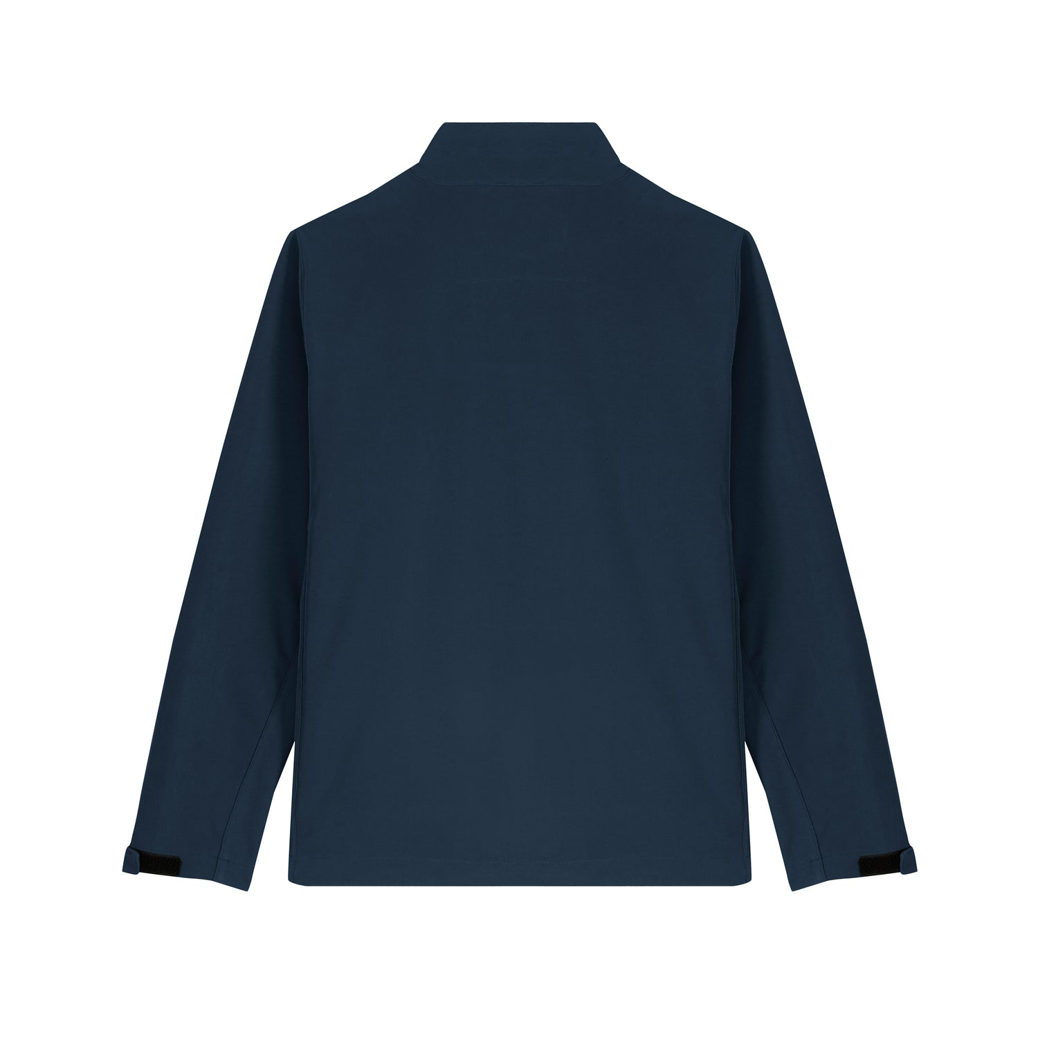 Back view of a vegan and cruelty-free men’s softshell jacket made from recycled polyester, sustainable adventure wear, 4 colors