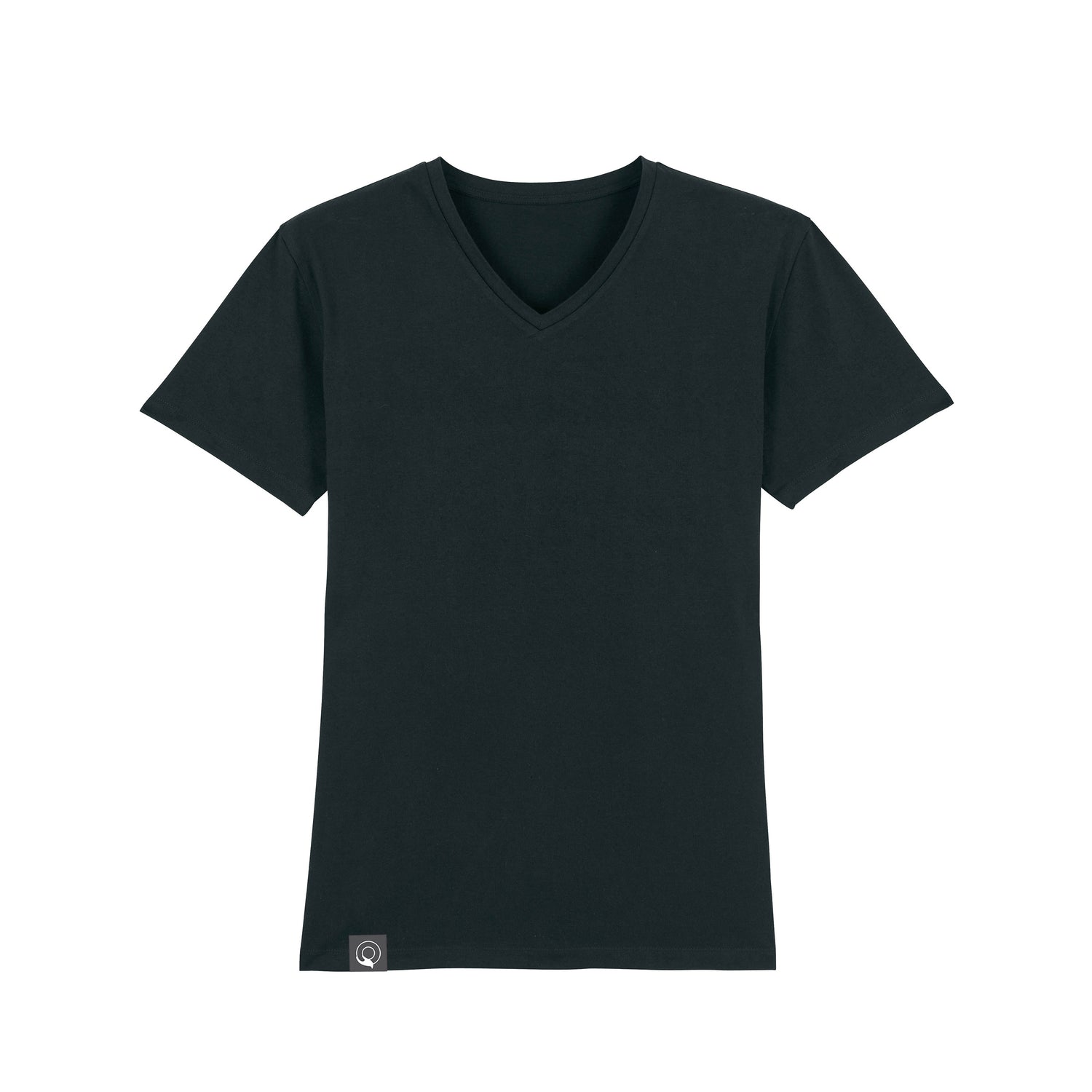 Black ethical men’s v-neck t-shirt made from organic cotton, cruelty-free and sustainable, 3 color variations