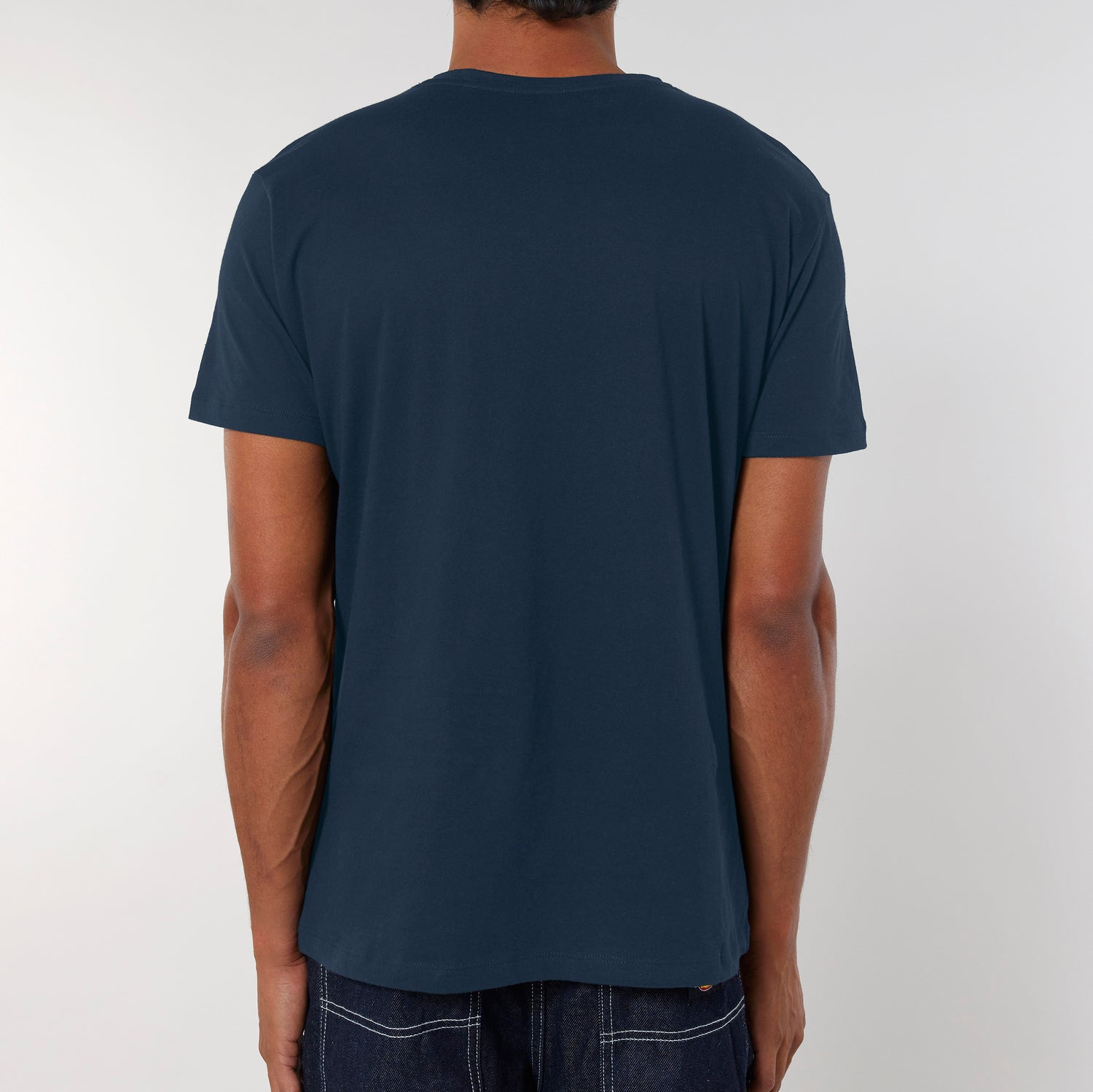 Back view NEW WORLD GUARDIANS men’s eco casual v-neck t-shirt in 100% organic cotton, sustainable style in 3 colors