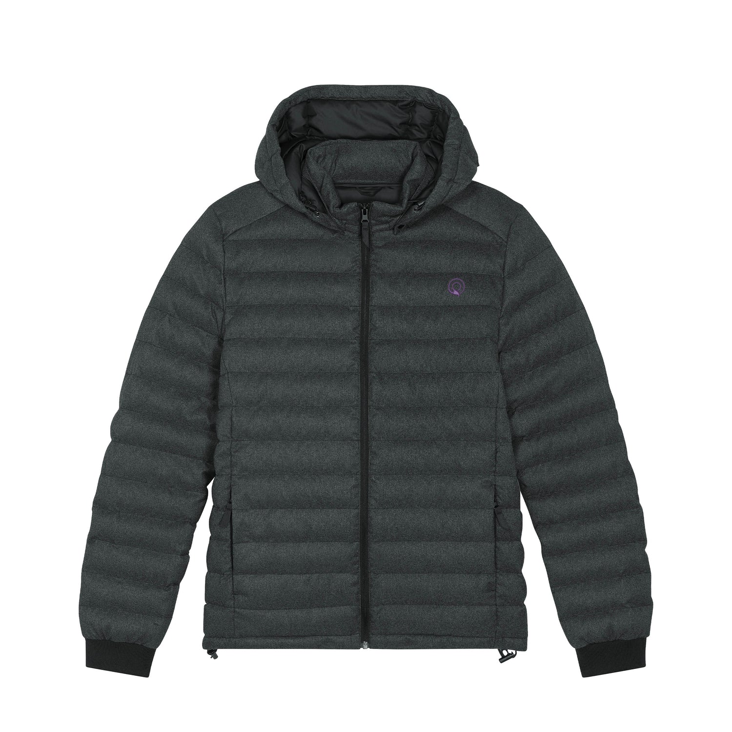 Nachhaltige Herren Steppjacke mit Woll-ähnlicher Struktur, abnehmbarer Kapuze und hohem Kragen, vegan und tierleidfrei