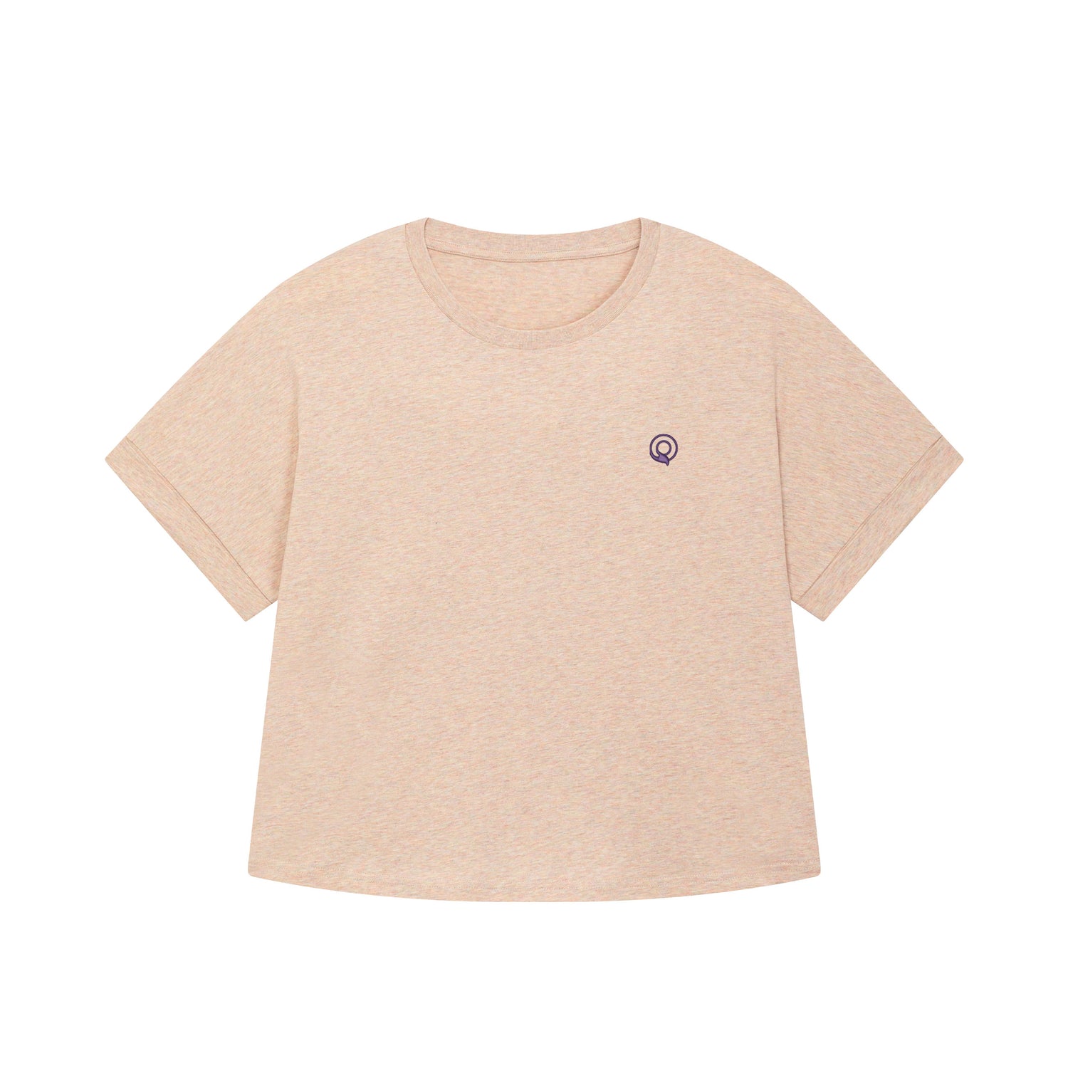 Modern relaxed women’s t-shirt in organic cotton with ribbed collar and rolled sleeves, sustainable fashion, 7 colors