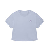 Blue eco-friendly women’s relaxed t-shirt with dolman sleeves and high-low hemline, NEW WORLD GUARDIANS design, 7 colors