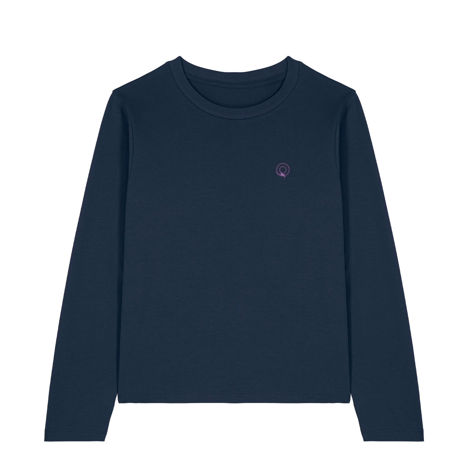 Navey blue sustainable everyday essential – women’s long-sleeve t-shirt in organic cotton, NEW WORLD GUARDIANS collection, 10 colors