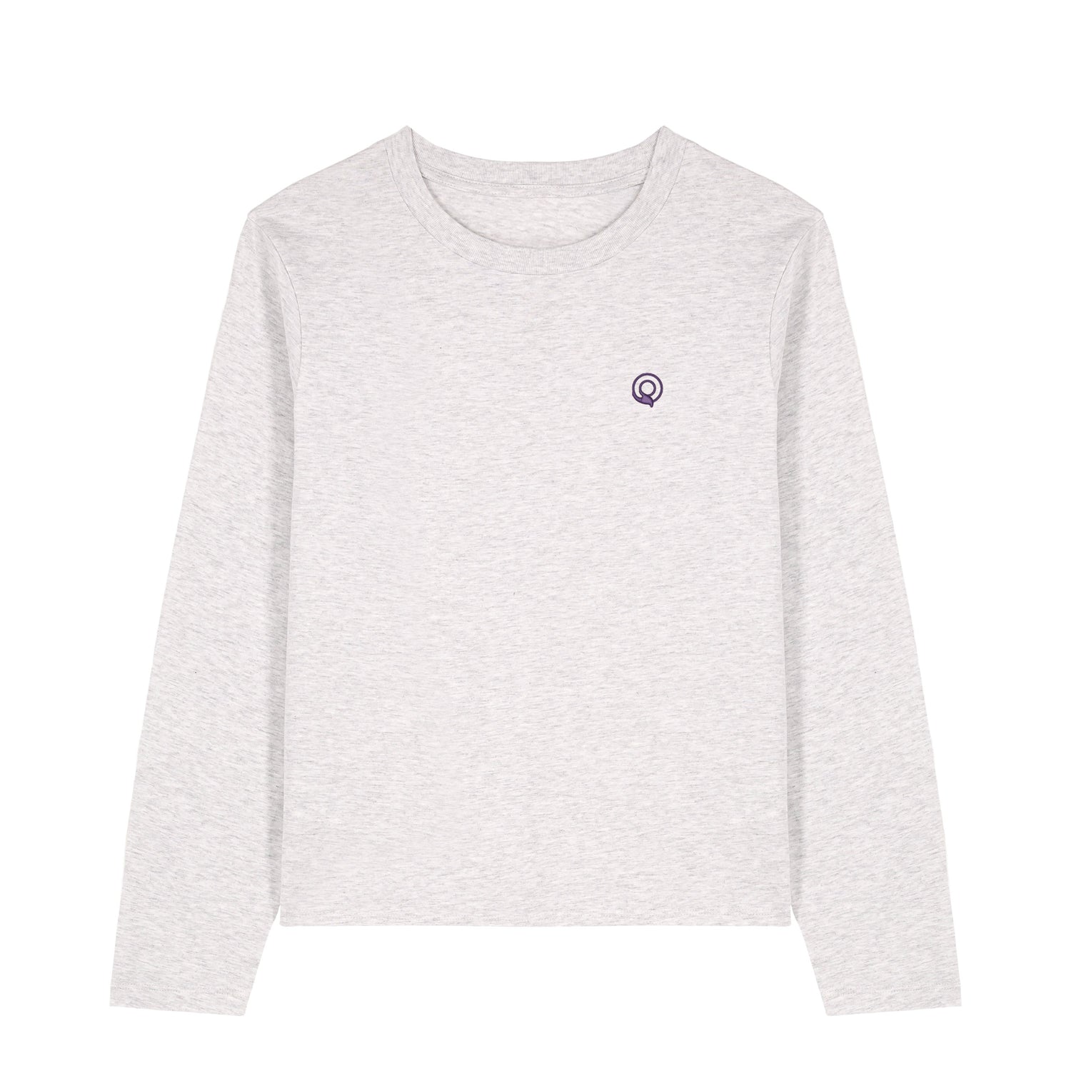 Light grey ethical fashion women’s organic cotton long-sleeve top, versatile and timeless, available in 10 colors