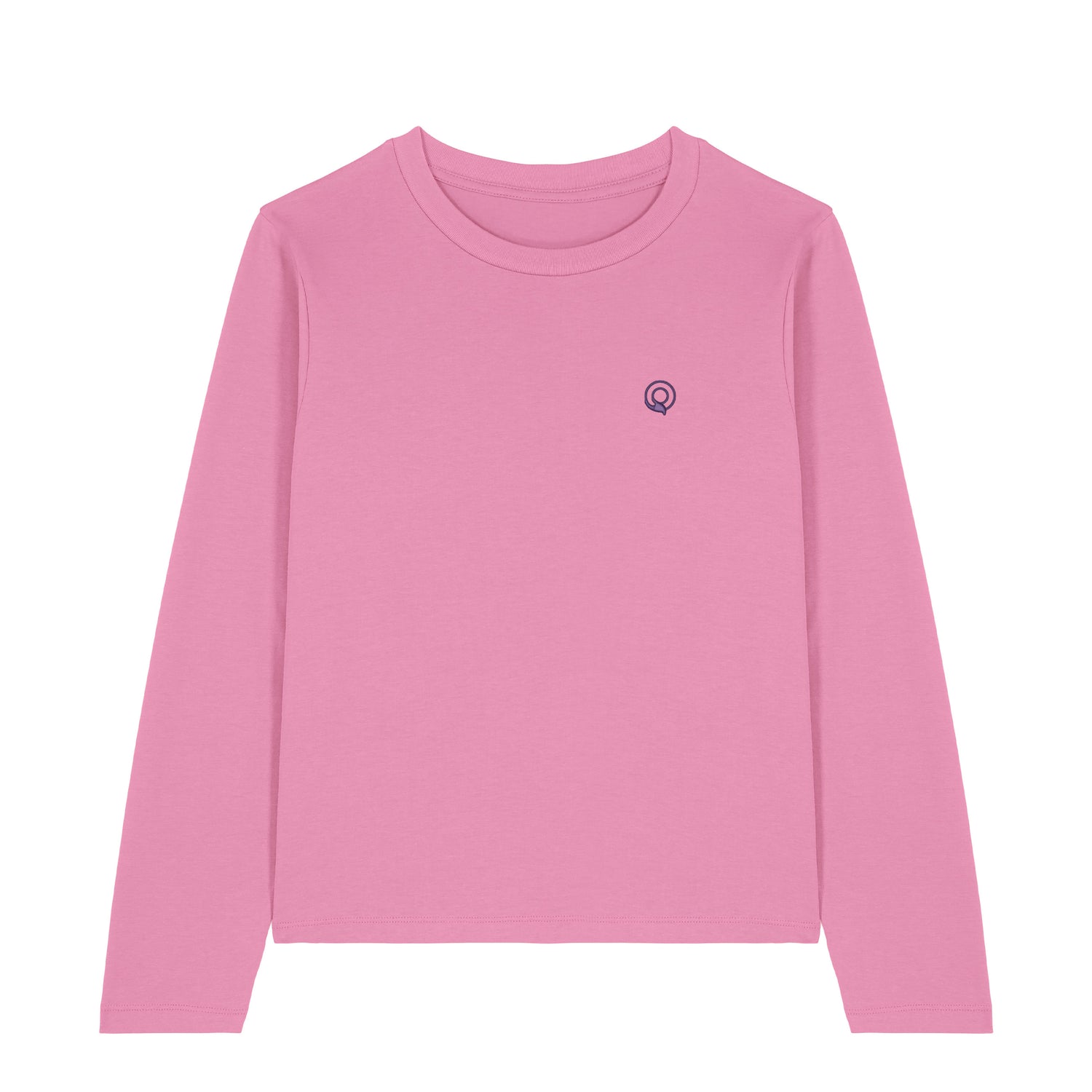 Pink eco-friendly women’s organic cotton long-sleeve shirt, breathable and lightweight, 10 color variations