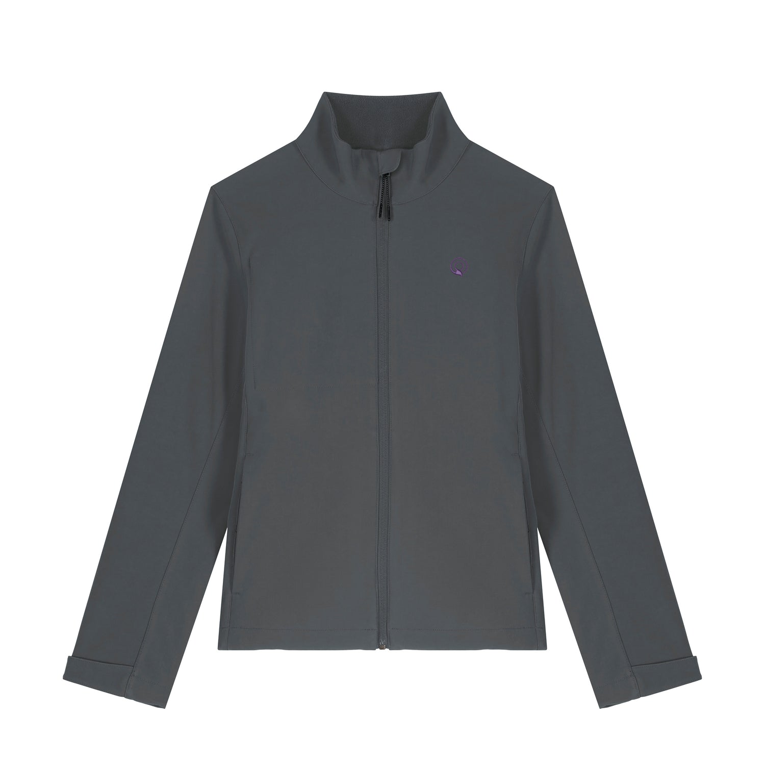 Grey vegan and cruelty-free softshell jacket for women, made from recycled polyester, outdoor sustainable fashion, 4 colors