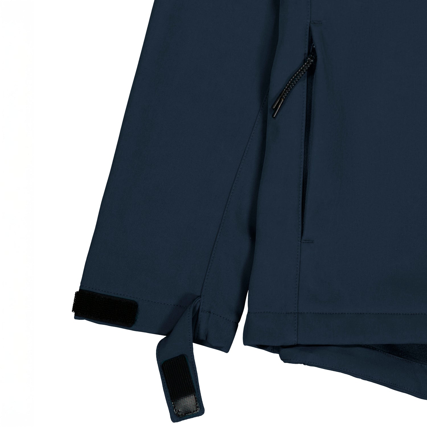 Close-Up oof navy blue recycled polyester softshell jacket for women, sustainable and breathable adventure-ready coat, 4 colors