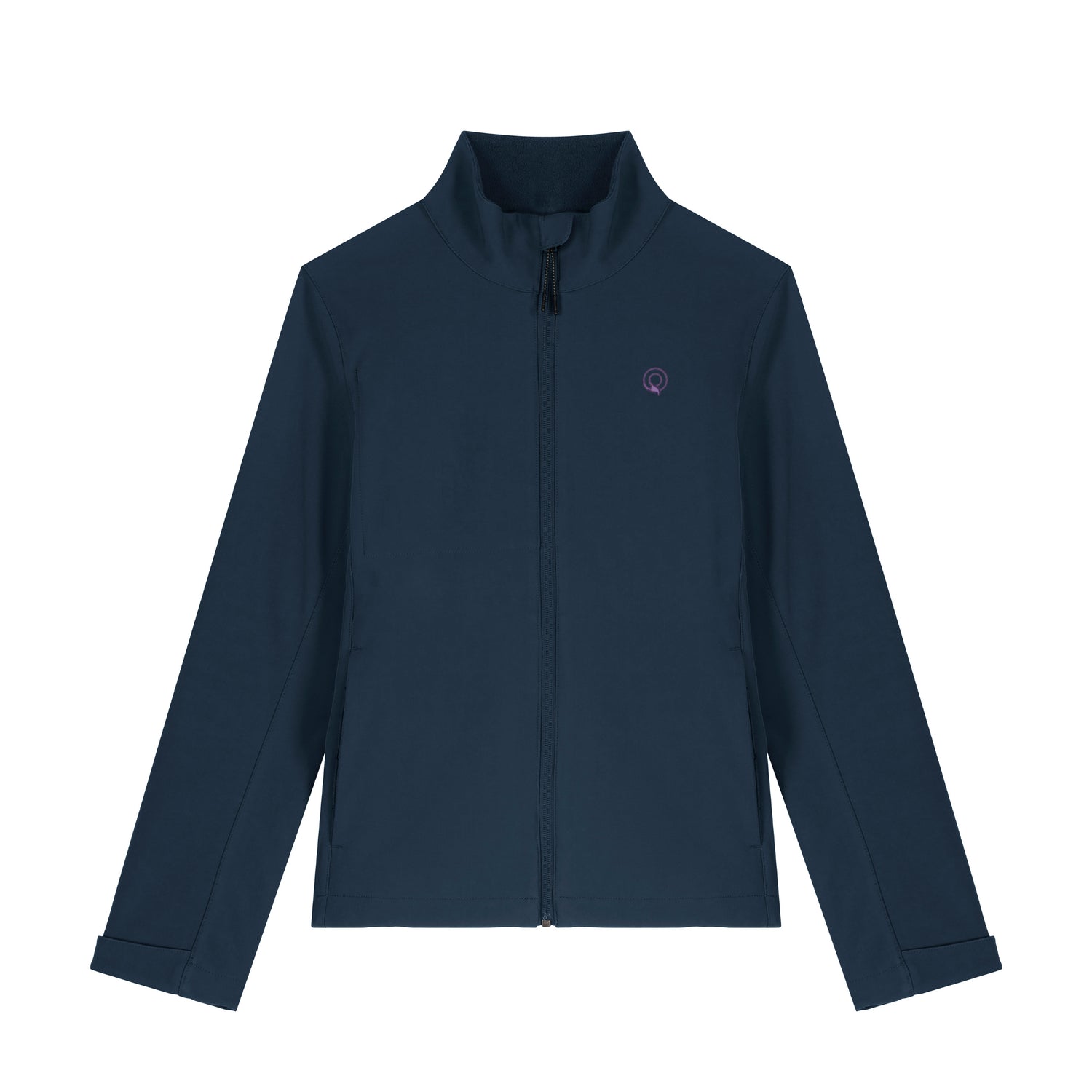 Marineblaue Damen Softshelljacke mit wasserabweisendem, winddichtem und atmungsaktivem Material, nachhaltig und vegan
