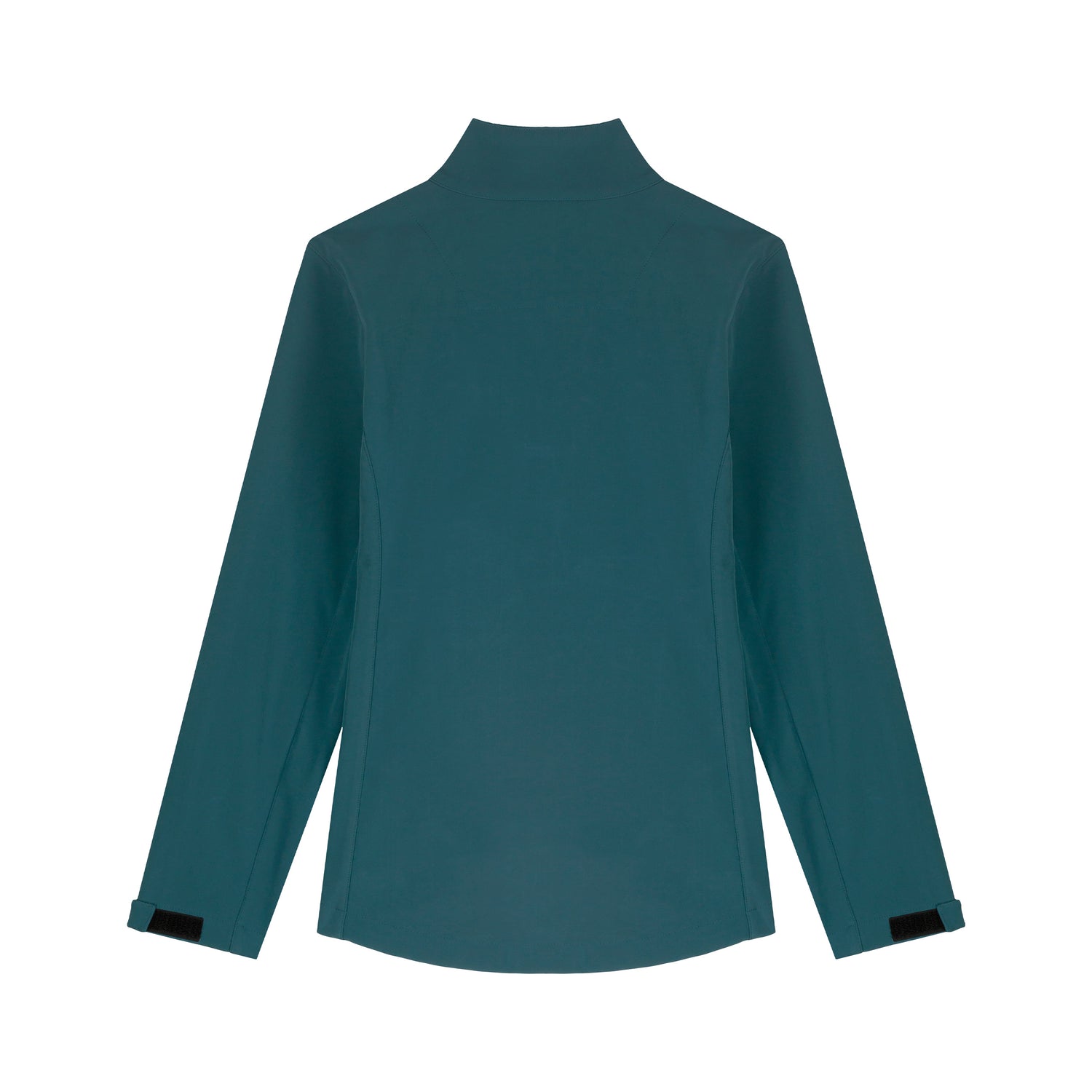 Back view of the lightweight sustainable women’s softshell jacket with reflective zip pullers and functional pockets, 4 colors