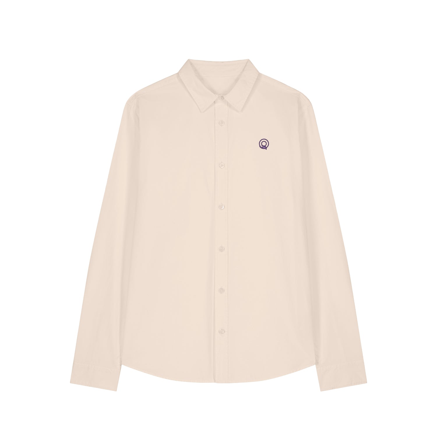 Front view of the cream-colored shirt for women – sustainable and ethically made fashion by New World Guardians.
