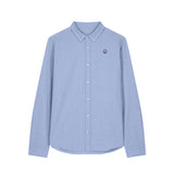 Front view of the blue Oxford shirt for men – sustainable and ethically made fashion by New World Guardians.