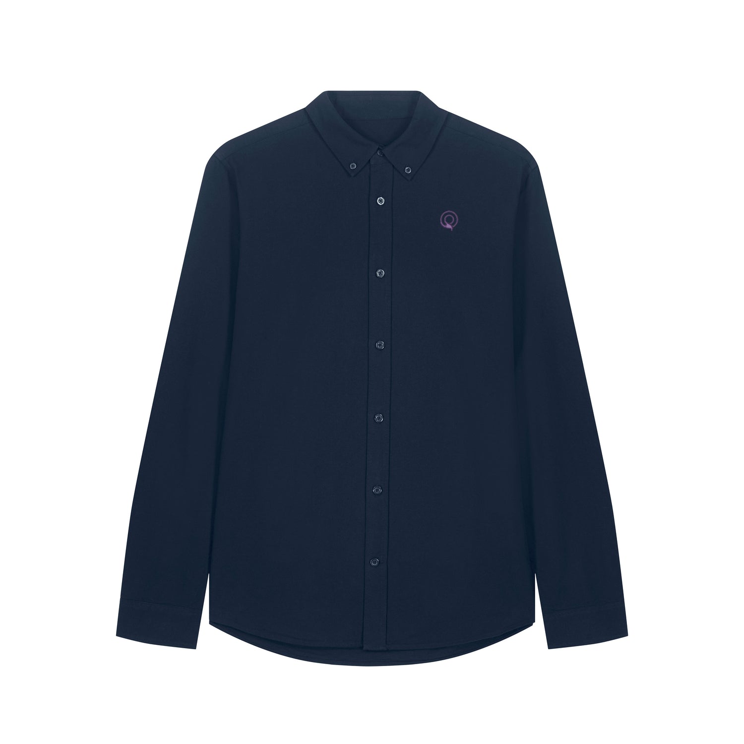 Front view of the French navy Oxford shirt for men – sustainable and ethically made fashion by New World Guardians.
