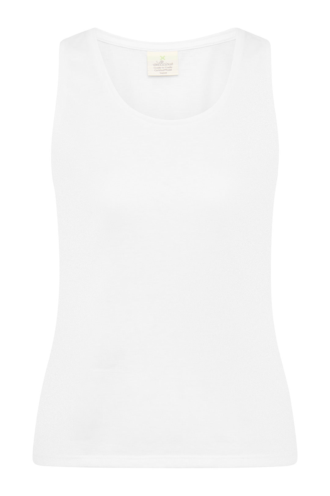 Circular Sustainable activewear - soft organic cotton top in Diamond. White for yoga, Pilates and Gym